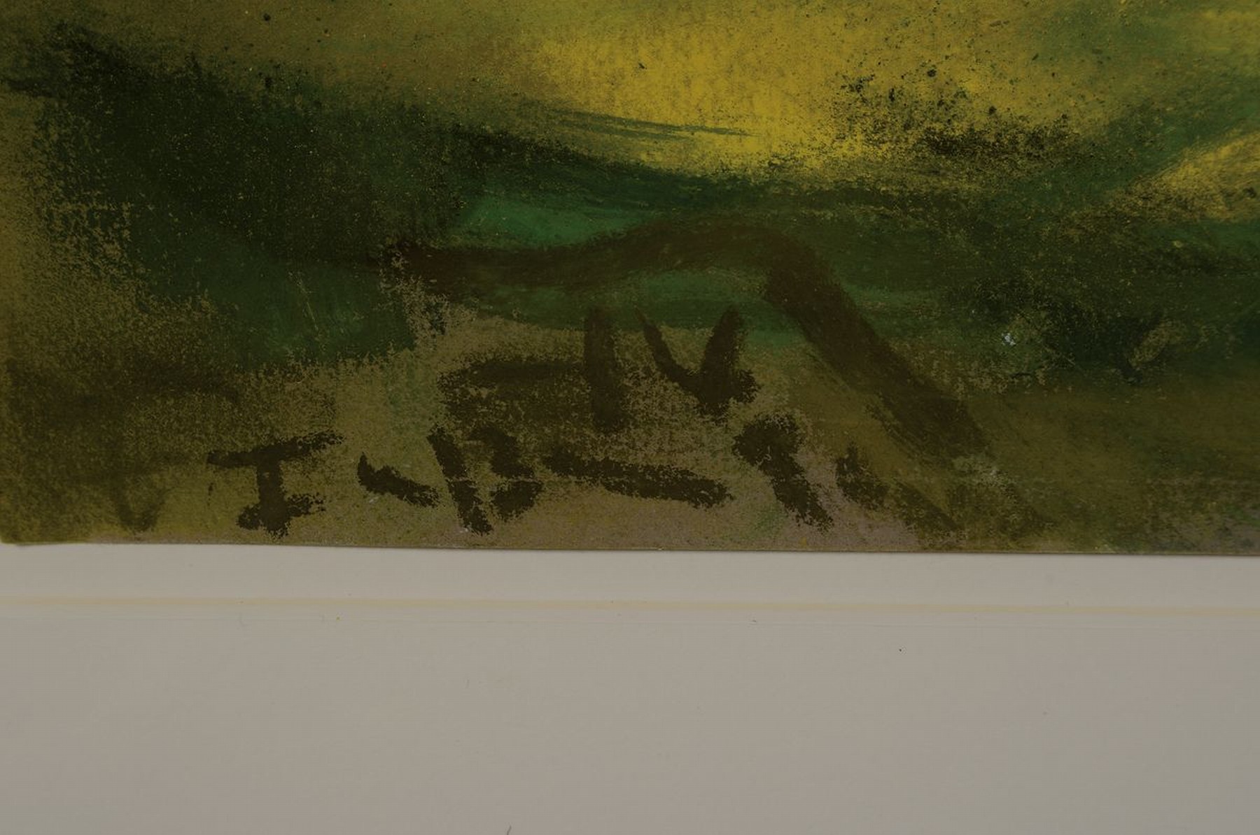 Detail a: Klaus Fußmann, geb. 1938, Rapsfeld mit der Ostsee im Hintergrund, seitlich, im Vordergrund spielendes Kind mit Hund, links unten handsigniert und ...