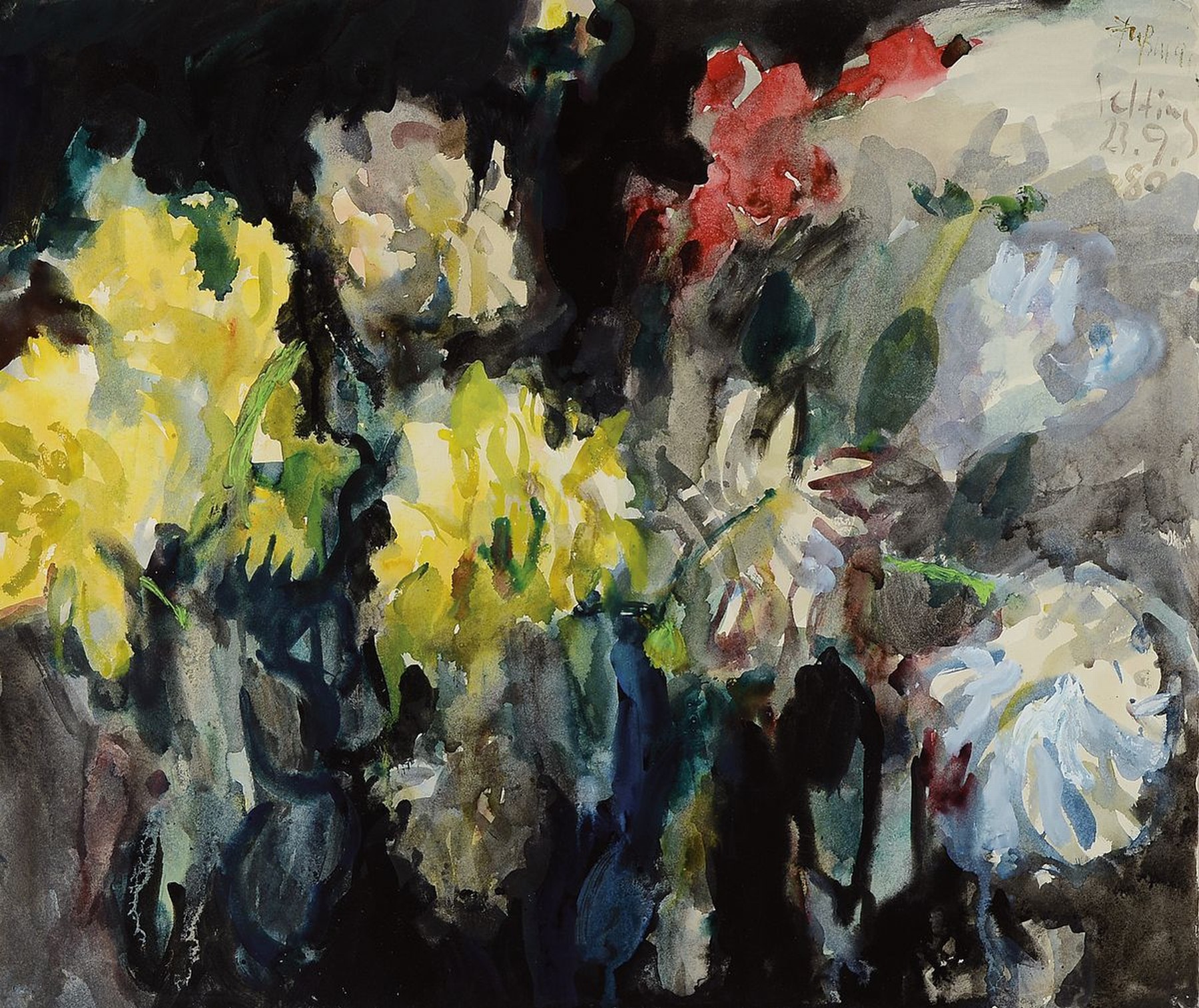 Klaus Fußmann, geb. 1938, großformatiges Aquarell auf Gouache auf dickem Büttenkarton, "Blumenstillleben", handsigniert und bez. ...