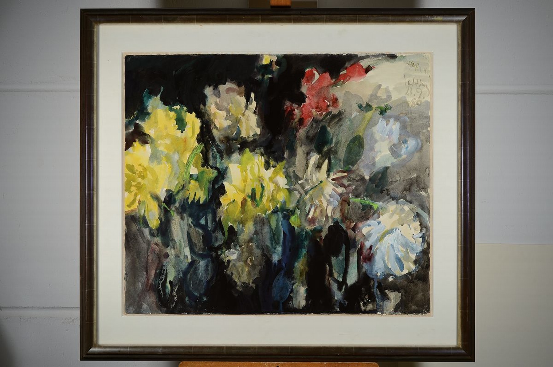 Detail k: Klaus Fußmann, geb. 1938, großformatiges Aquarell auf Gouache auf dickem Büttenkarton, "Blumenstillleben", handsigniert und bez. ...