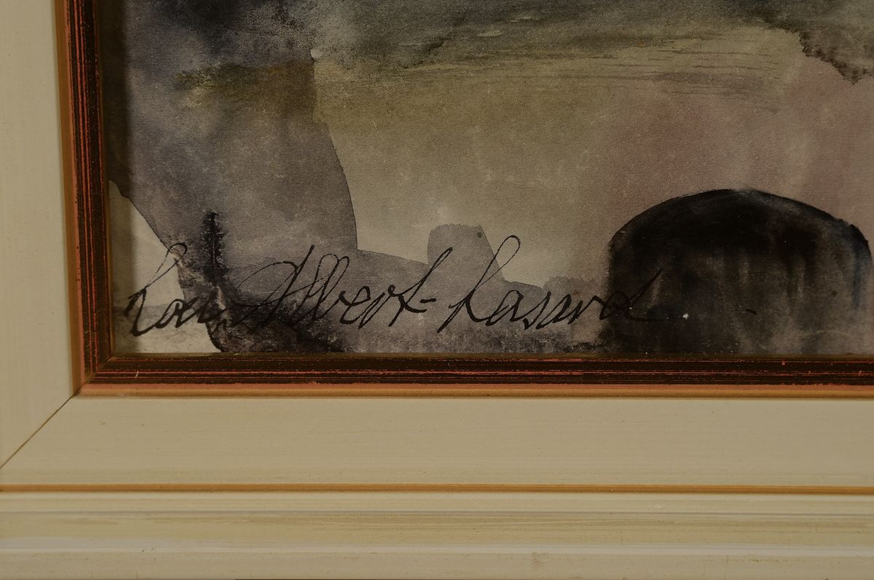Detail a: Loulou Albert-Lasard, 1885 Metz - 1969 Paris, Stadtansicht mit Bergen im Hintergrund, Aquarell/Papier, li. u. handsigniert, rückseitig dat. 1936 ...