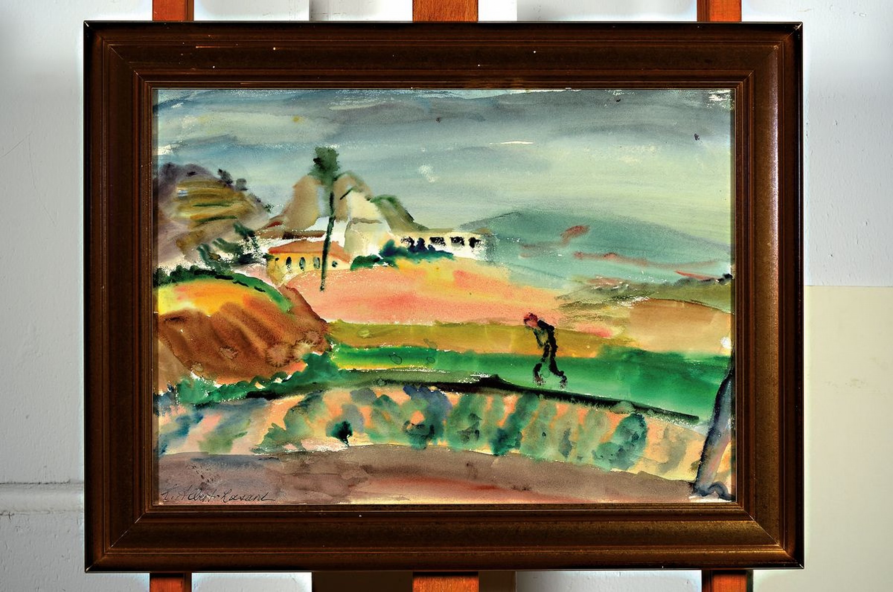Detail k: Loulou Albert-Lasard, 1885 Metz - 1969 Paris, Val Dalid , unleserlich bezeichnet, Aquarell/Papier, li. u. handsigniert, rückseitig bezeichnet, und ...
