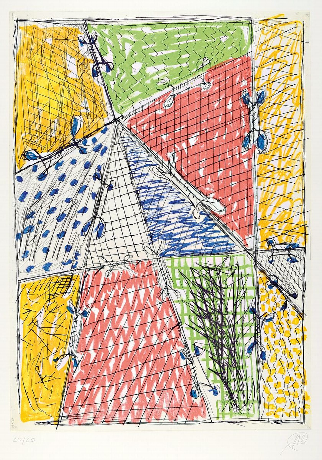 Markus Lüpertz, geb. 1941, Farbradierung auf dickem Büttenkarton, handsigniert, num. 20/20, aus 1993, Blattgr. 90 x 68 cm, Rahmen ca. 95 x 73 cm