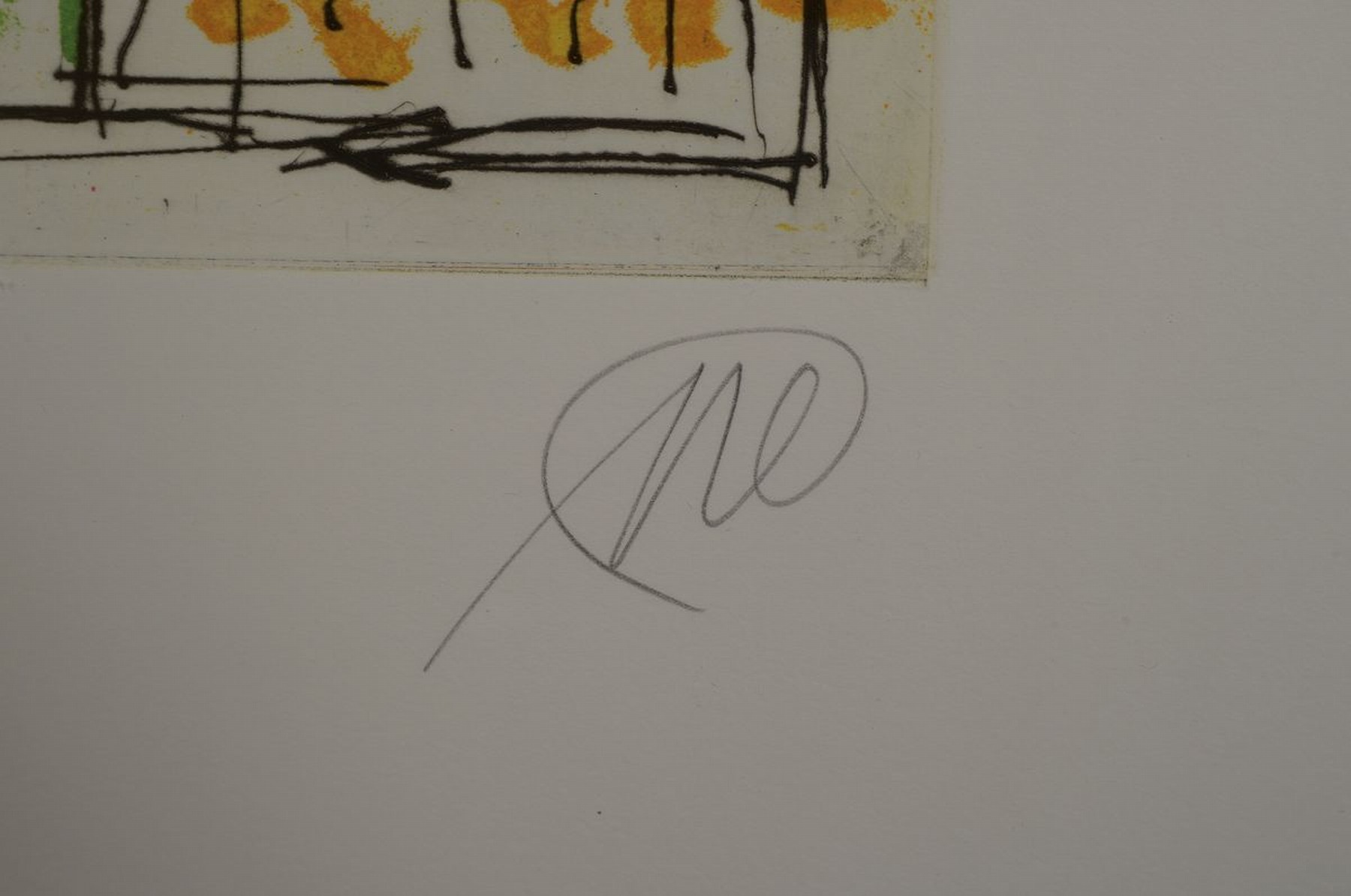 Detail a: Markus Lüpertz, geb. 1941, Farbradierung auf dickem Büttenkarton, handsigniert, num. 20/20, aus 1993, Blattgr. 90 x 68 cm, Rahmen ca. 95 x 73 cm