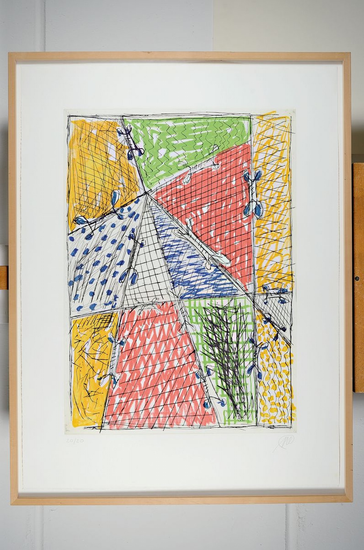 Detail k: Markus Lüpertz, geb. 1941, Farbradierung auf dickem Büttenkarton, handsigniert, num. 20/20, aus 1993, Blattgr. 90 x 68 cm, Rahmen ca. 95 x 73 cm