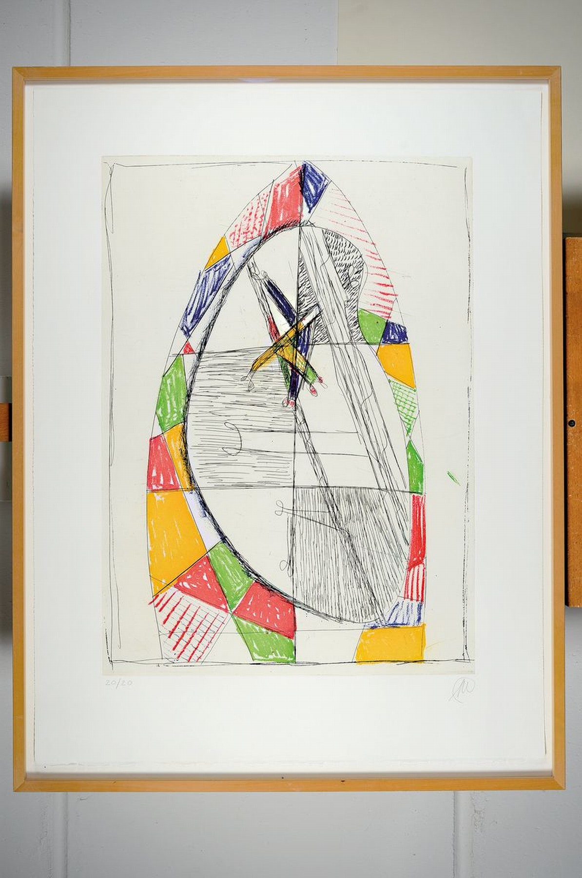 Detail k: Markus Lüpertz, geb. 1941, Farbradierung auf dickem Büttenkarton, handsigniert, num. 20/20, aus 1993, Blattgr. 90 x 68 cm, Rahmen ca. 95 x 73 cm