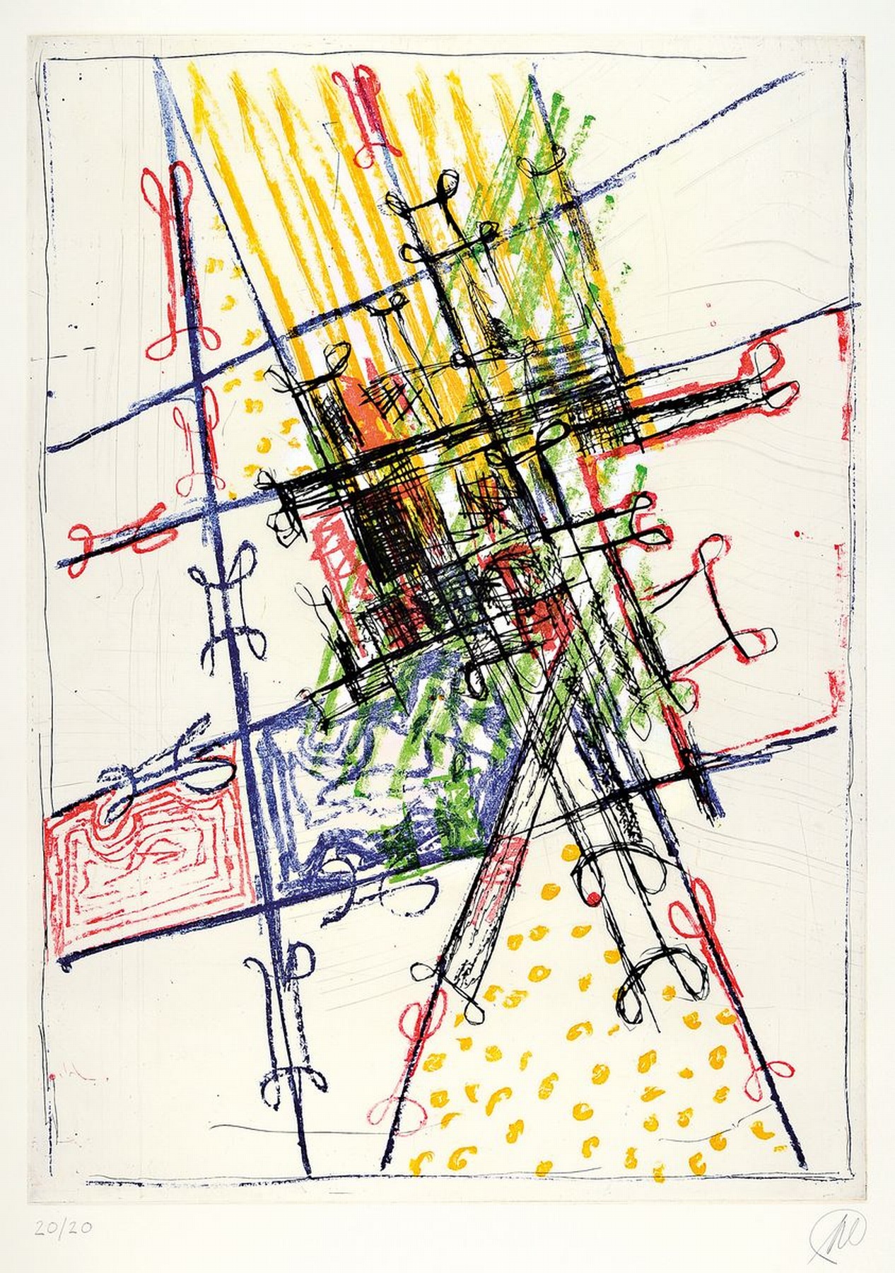 Markus Lüpertz, geb. 1941, Farbradierung auf dickem Büttenkarton, handsigniert, num. 20/20, aus 1993, Blattgr. 90 x 68 cm, Rahmen ca. 95 x 73 cm