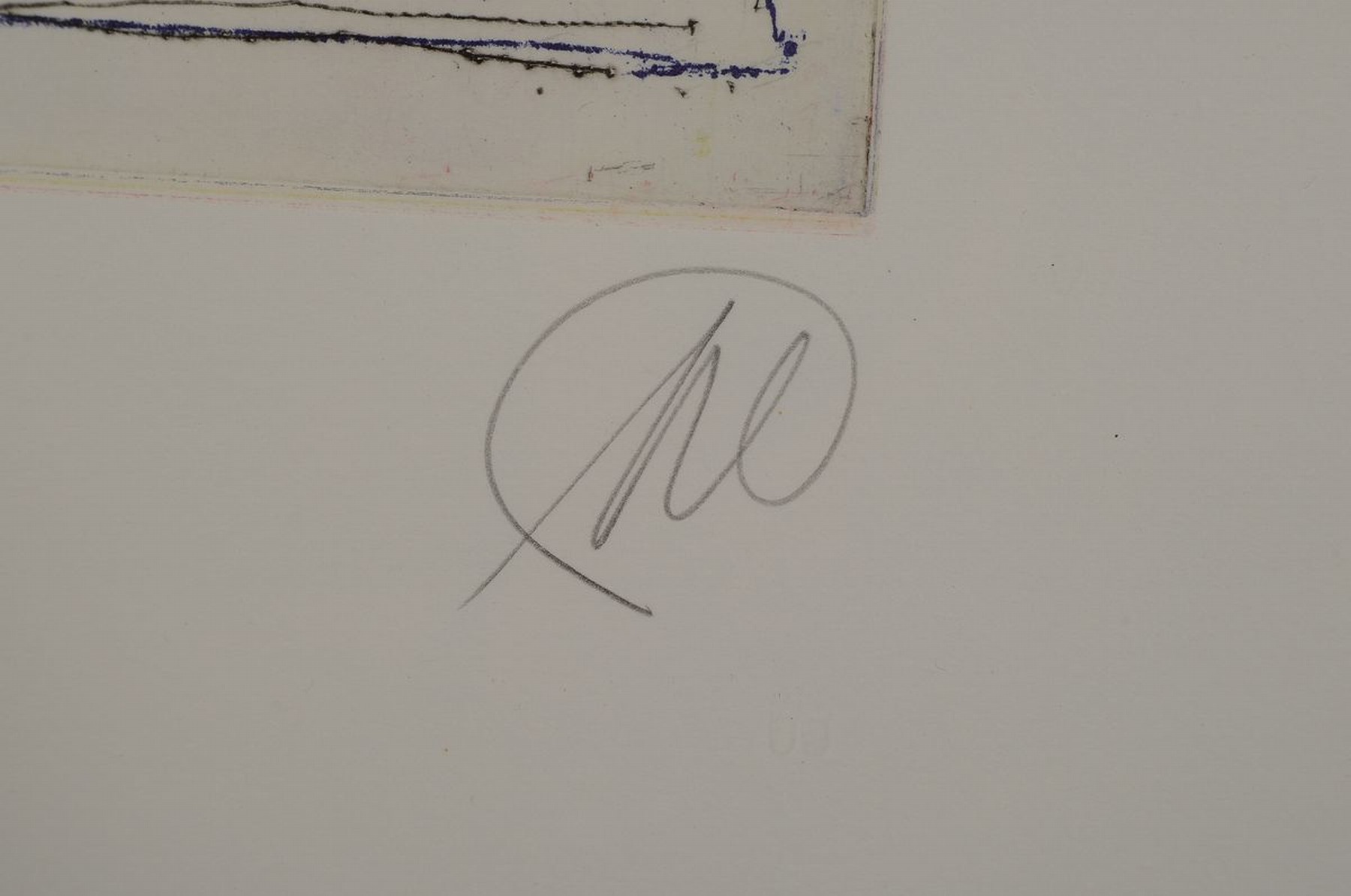 Detail a: Markus Lüpertz, geb. 1941, Farbradierung auf dickem Büttenkarton, handsigniert, num. 20/20, aus 1993, Blattgr. 90 x 68 cm, Rahmen ca. 95 x 73 cm
