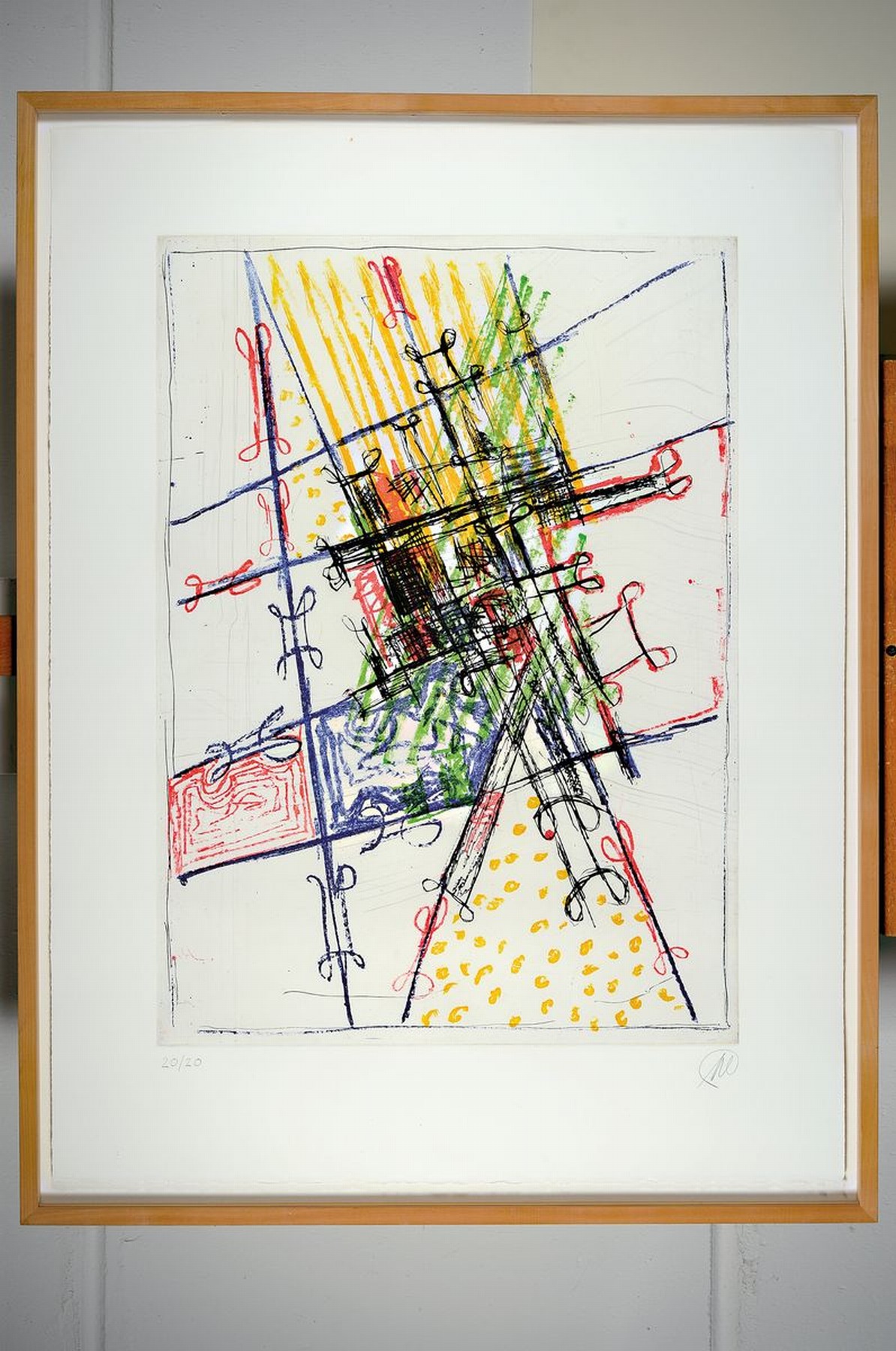 Detail k: Markus Lüpertz, geb. 1941, Farbradierung auf dickem Büttenkarton, handsigniert, num. 20/20, aus 1993, Blattgr. 90 x 68 cm, Rahmen ca. 95 x 73 cm