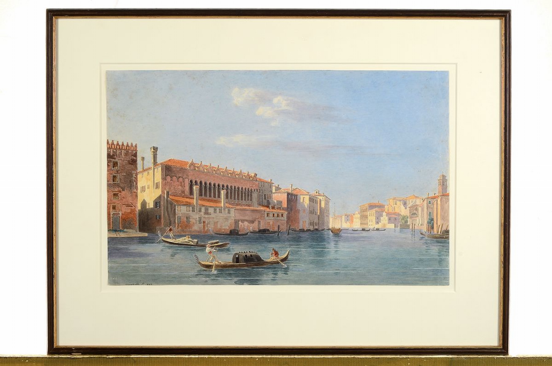 Detail k: Jean-Lubin Vauzelle, 1776 - 1834, "Venedig, Canale grande" Aquarell, li. unten handsigniert und dat. 1829, 23.5 x 38 cm, unter Glas, Rahmen ...