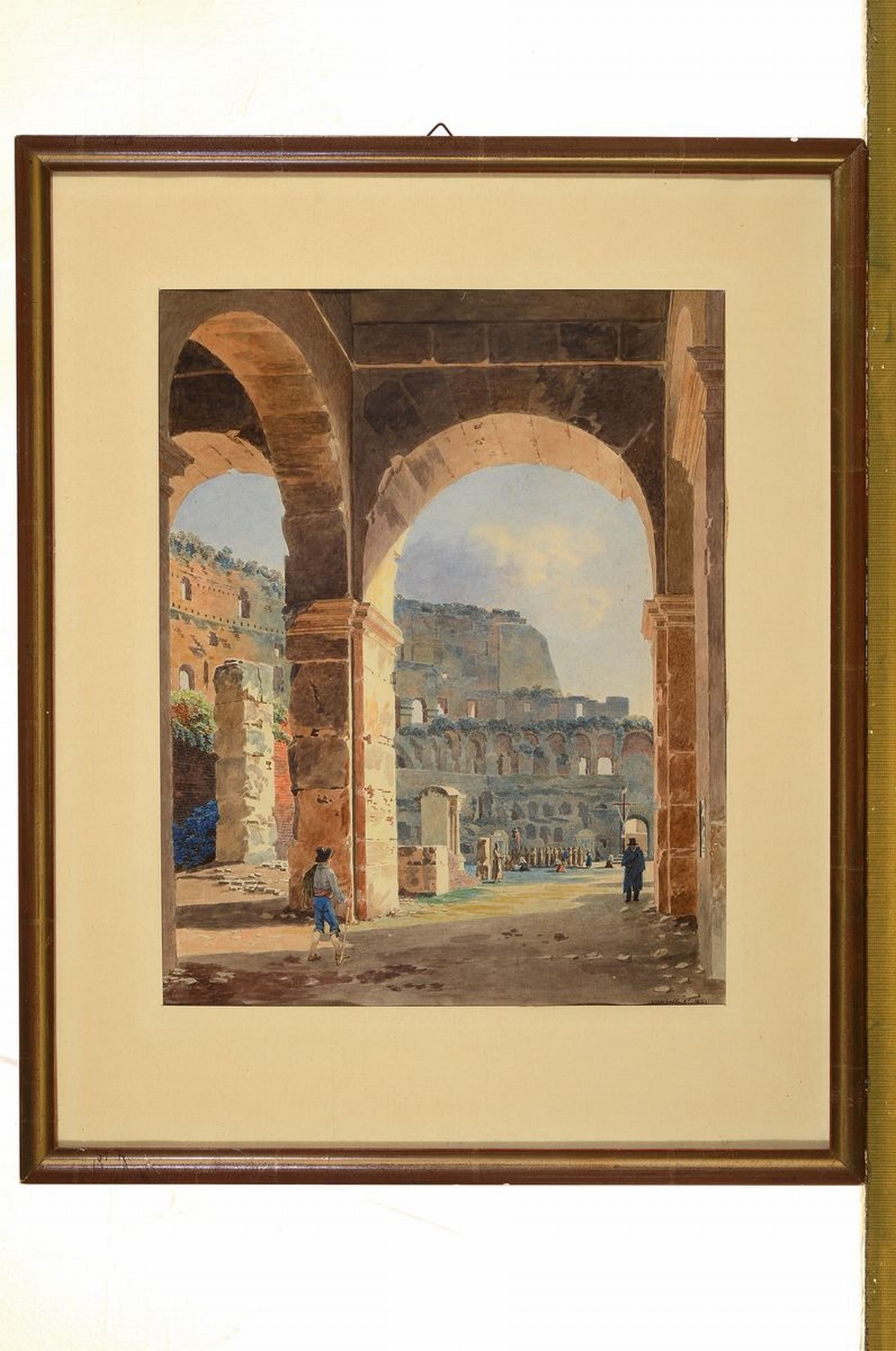 Detail k: Jean-Lubin Vauzelle, 1776 - 1834, Aquarell, "Rom, Blick auf das Coloseum", re. u. signiert und dat. 1829, 33 x 26 cm, unter Glas, Rahmen 48 ...