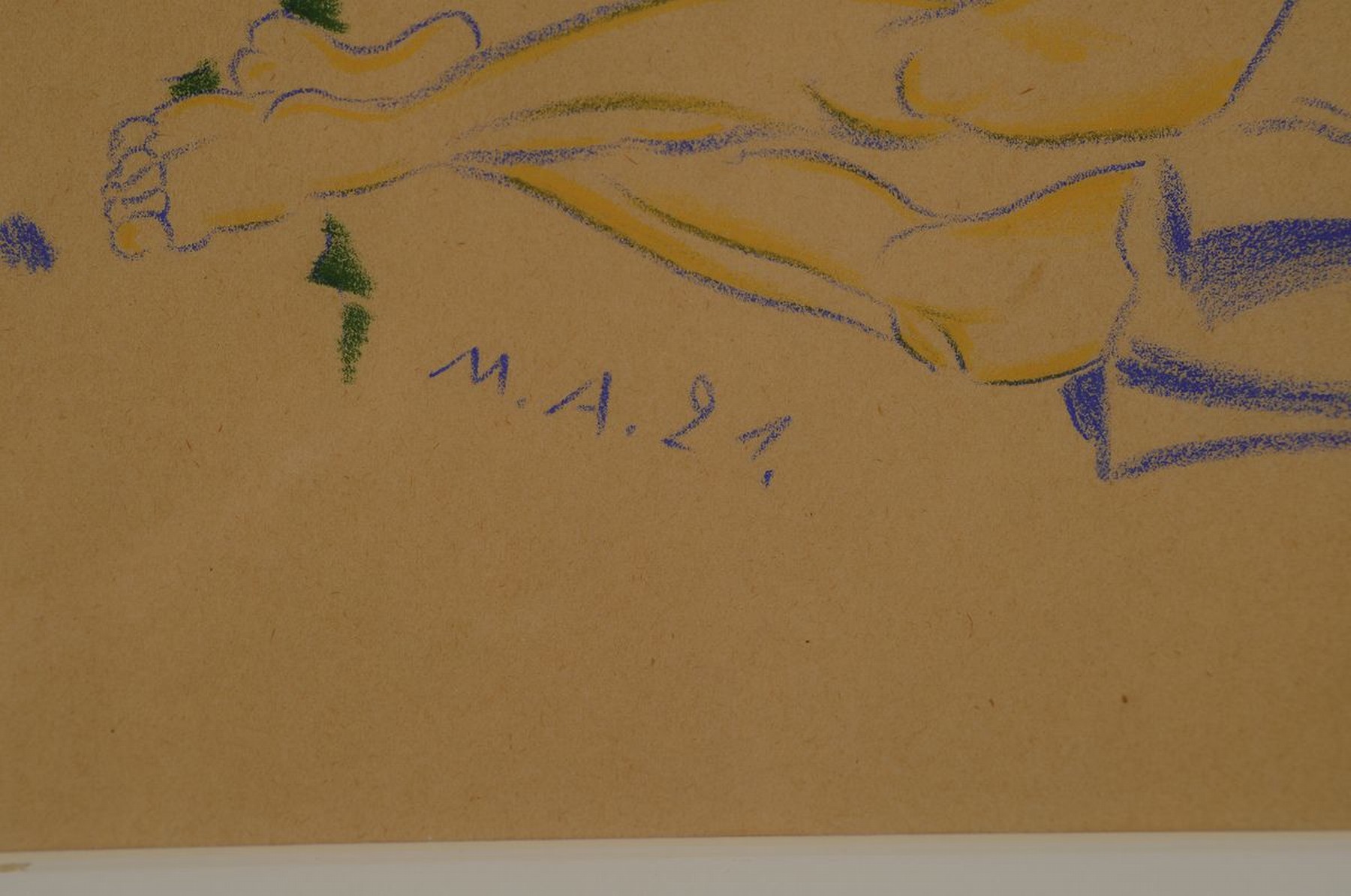Detail a: Max Ackermann, 1887 - 1975, Farbkreide auf Papier, re. u. handsigniert und datiert 1921 mit Bleistift (unter PP. verdeckt), zusätzlich in der ...