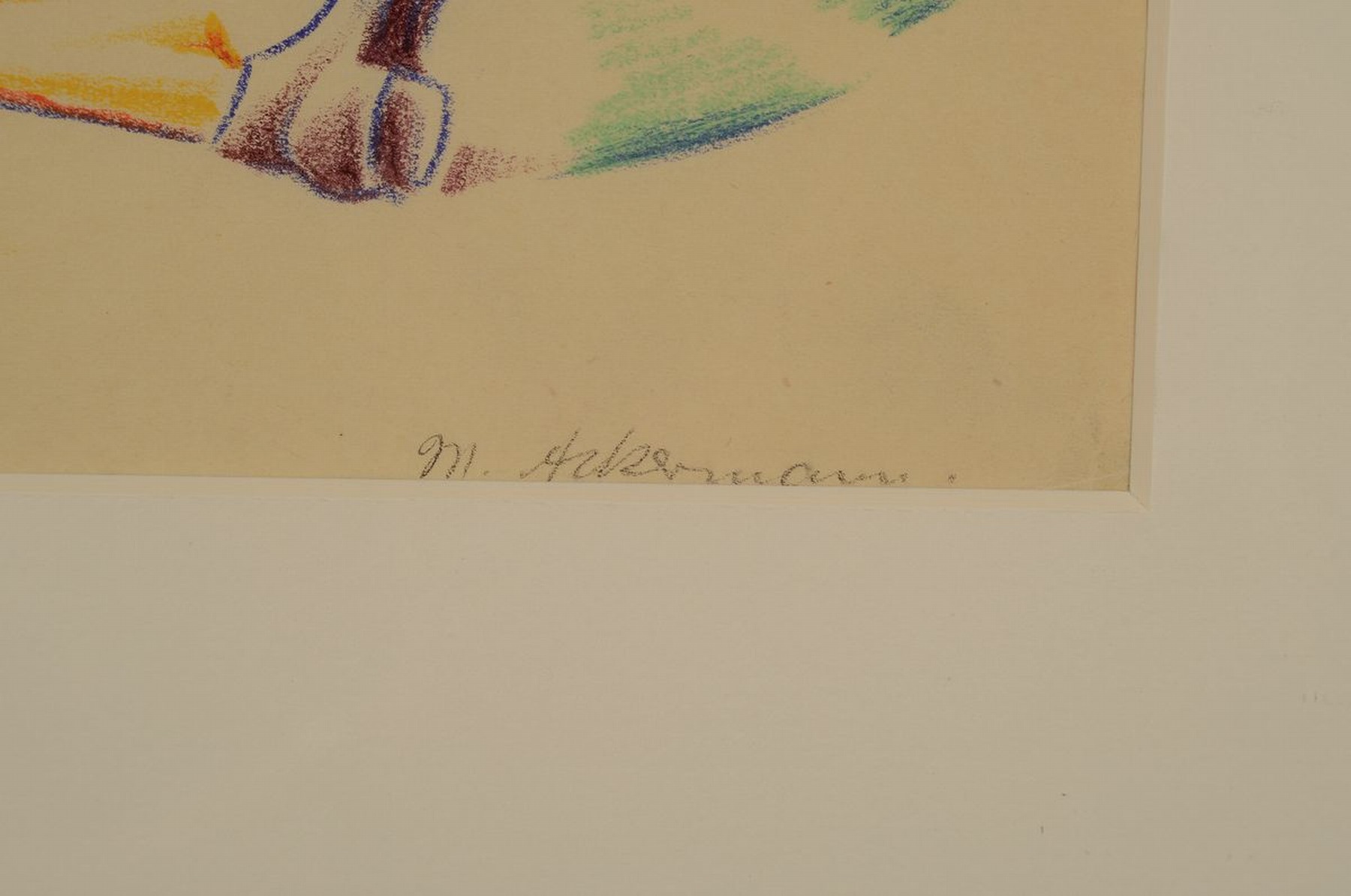 Detail a: Max Ackermann, 1887 - 1975, Farbkreide auf Papier, re. u. handsigniert und datiert 1920 mit Bleistift (unter PP. verdeckt), zusätzlich in der ...