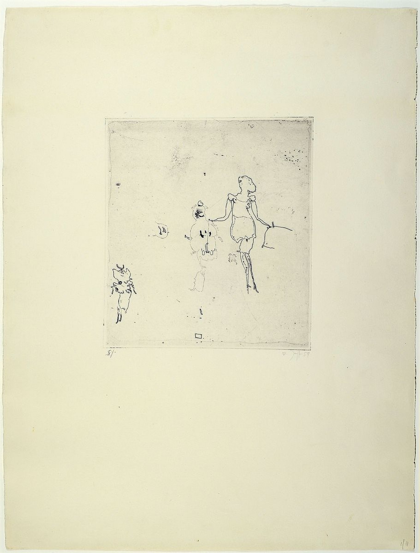 Horst Janssen, 1929 - 1995, Radierung auf Büttenkarton, handsigniert und dat. (19)59, Blatt 11 aus der seltenen 12-tlg Nana-Mappe aus dem Jahre ...