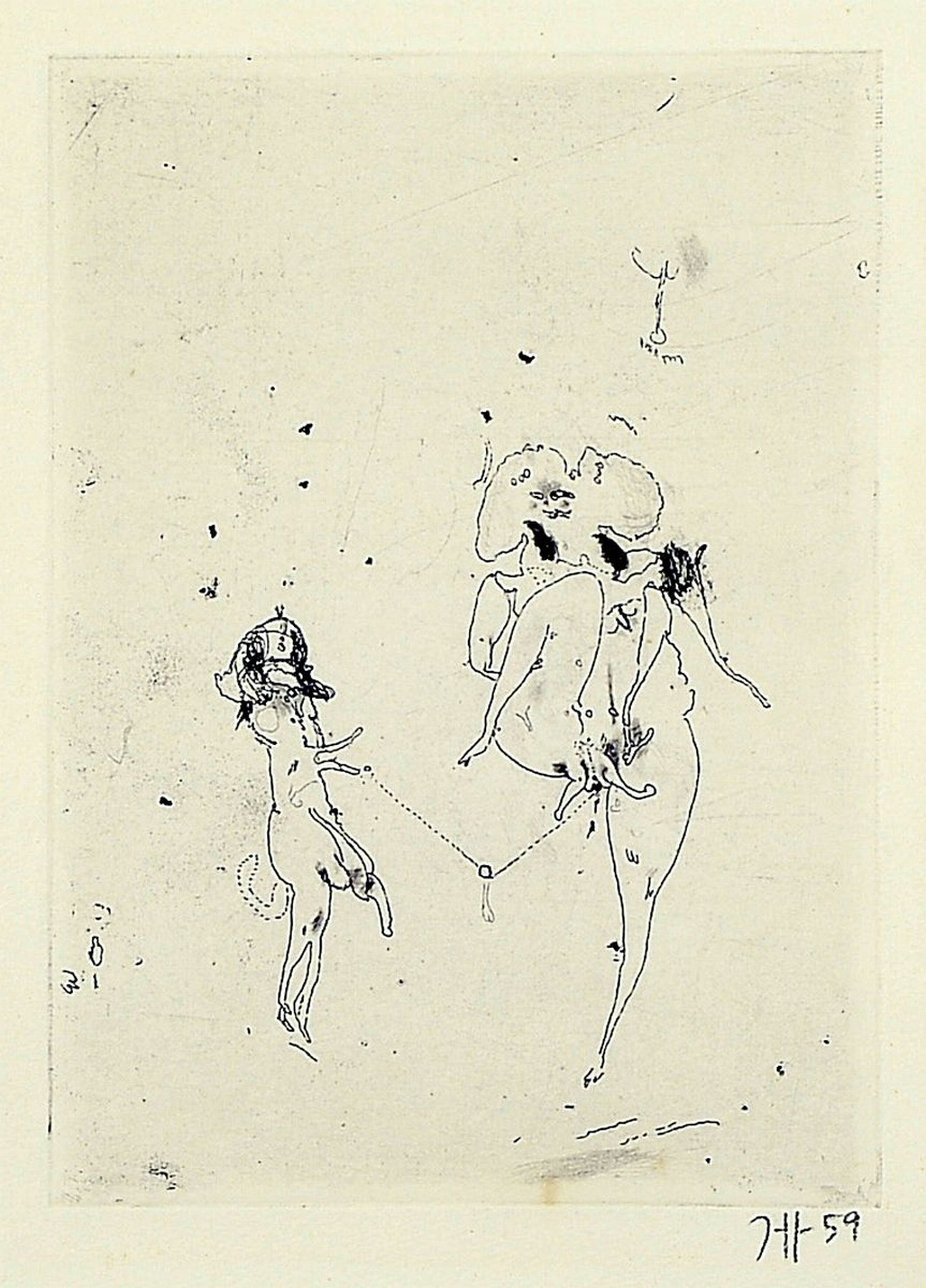 Horst Janssen, 1929 - 1995, Radierung auf Büttenkarton, handsigniert und dat. (19)59, Blatt 2 aus der seltenen 12-tlg Nana-Mappe aus dem Jahre 1959, ...