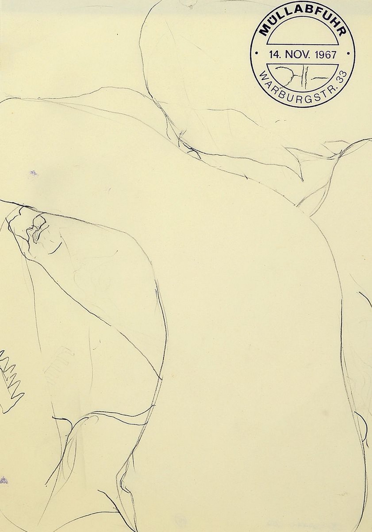 Horst Janssen 1929 - 1995, Erotik-Bleistiftzeichnung auf chamoisfarbenem Karton, "sich räkelnde nackte Frau beim Liebesakt", Unikat, ...