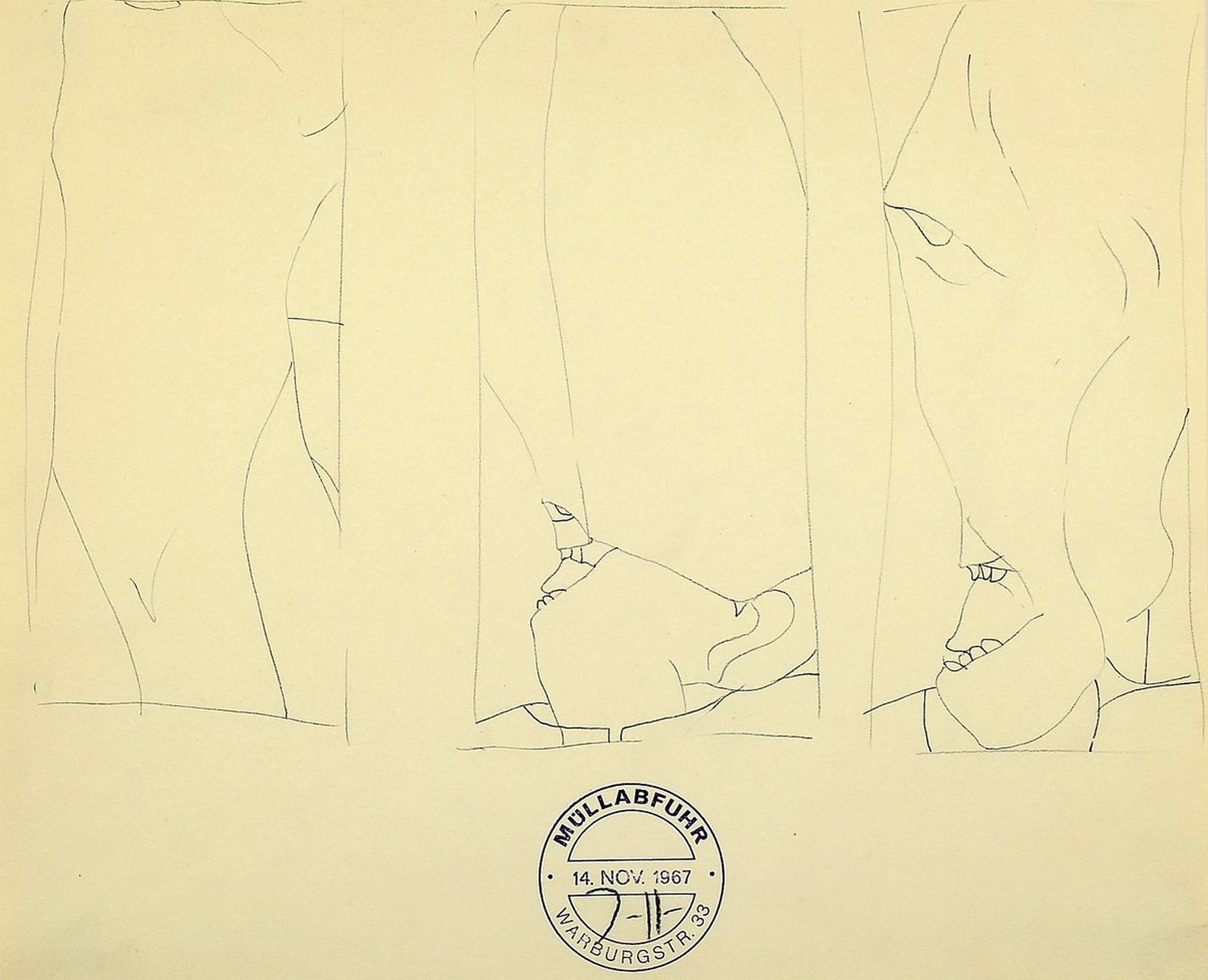 Horst Janssen, 1929 - 1995, Bleistiftzeichnung auf chamoisfarbenem Karton,Unikat, handsigniert im Stempel "Müllabfuhr", datiert 14. ...