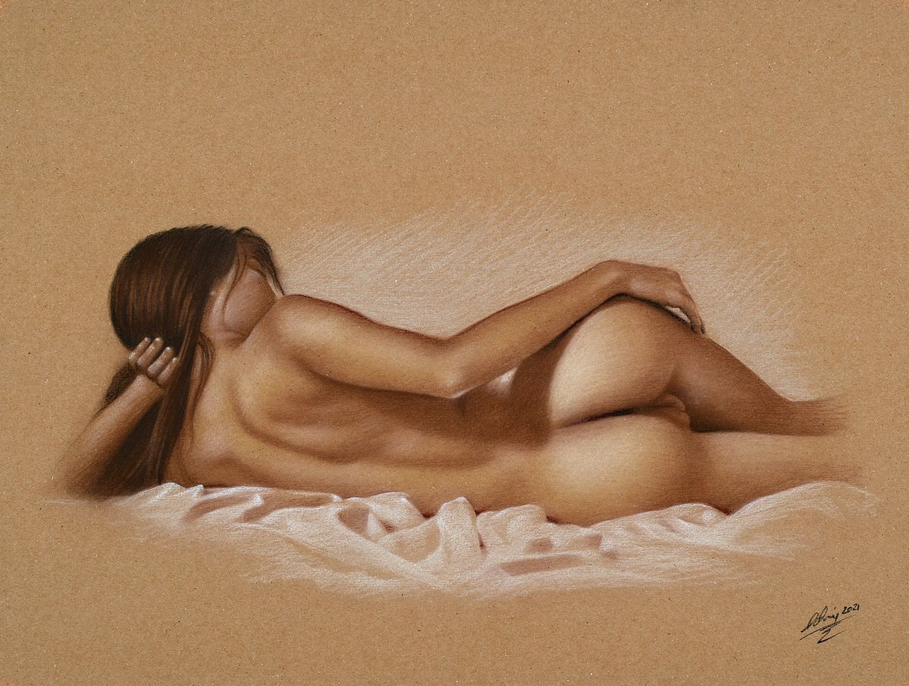 Denis Prenzel, geb. 1971, Pastellzeichnungen, auf dickem Papier, handsigniert, Frauenakt, datiert 2021, Blattgr. 40 x 30 cm, Denis Prenzel wurde 1971 ...