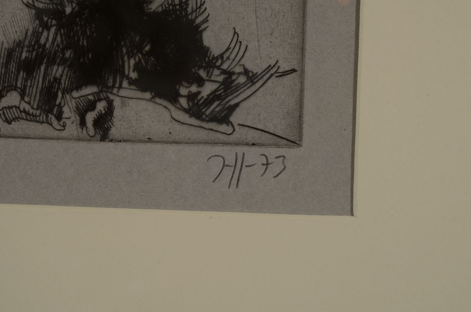 Detail a: Hort Janssen, 1929 - 1995, Radierung auf Velin, Selbstporträt, aus der Radierfolge "Hannes Tod", aus 1972/73, handsigniert, Auflage 90, ...