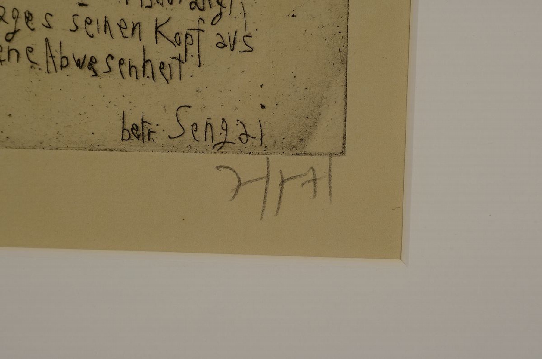 Detail a: Horst Janssen,1929-1995, Radierung, "Selbst (Sengai)", seltenes Selbstporträt, handsigniert, num. 11/90, aus 1971, Blattgr. 34.5 x 26.5 ...