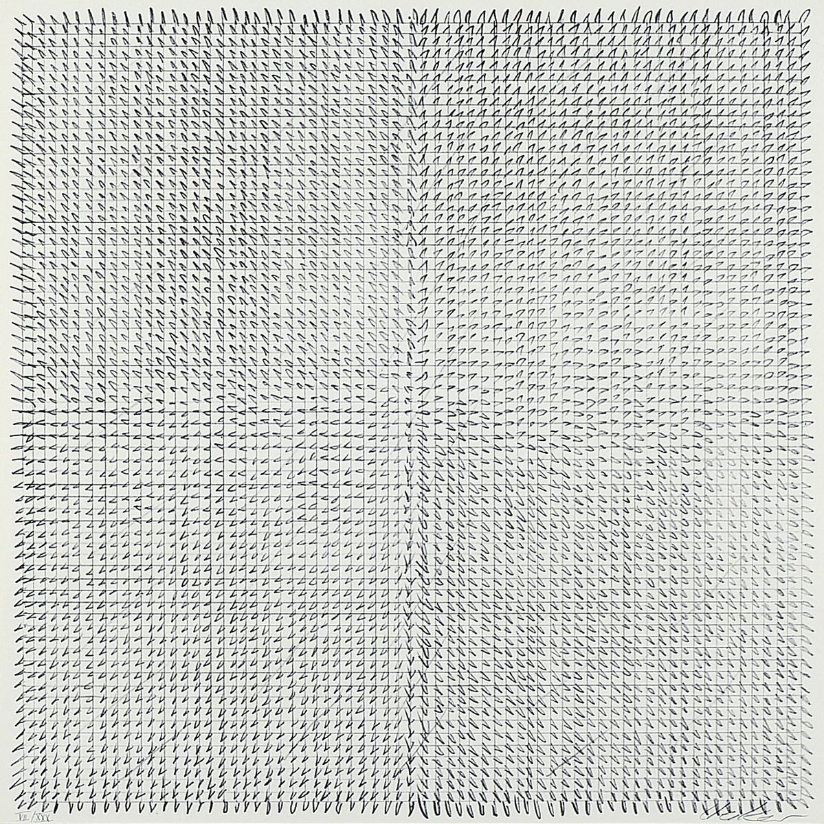 Günther Uecker, geb. 1930, "Nagelreihen", Offsetlitho auf Velin, handsigniert und num. 7/30, Blattgr. 35 x 35 cm, Rahmen 74 x 74 cm