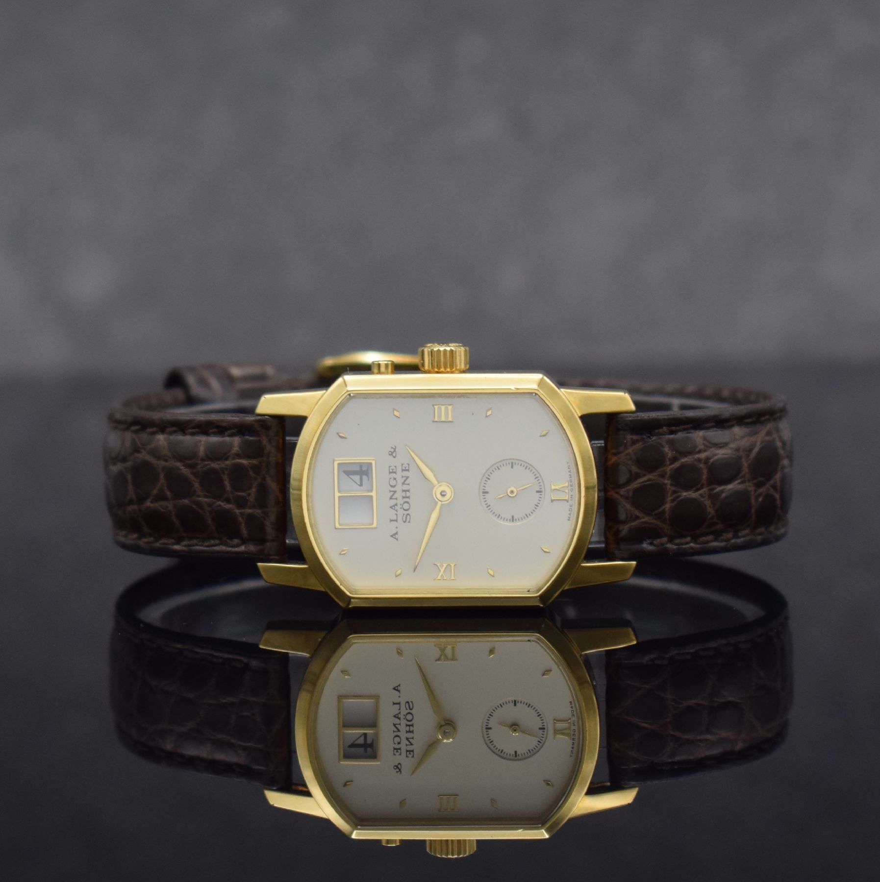 A. LANGE & SÖHNE Arkade seltene Damenarmbanduhr in GG 750/000 Ref. 103.021, Deutschland um 2000, Handaufzug, beids. vergl. Geh., Boden 4-fach ...