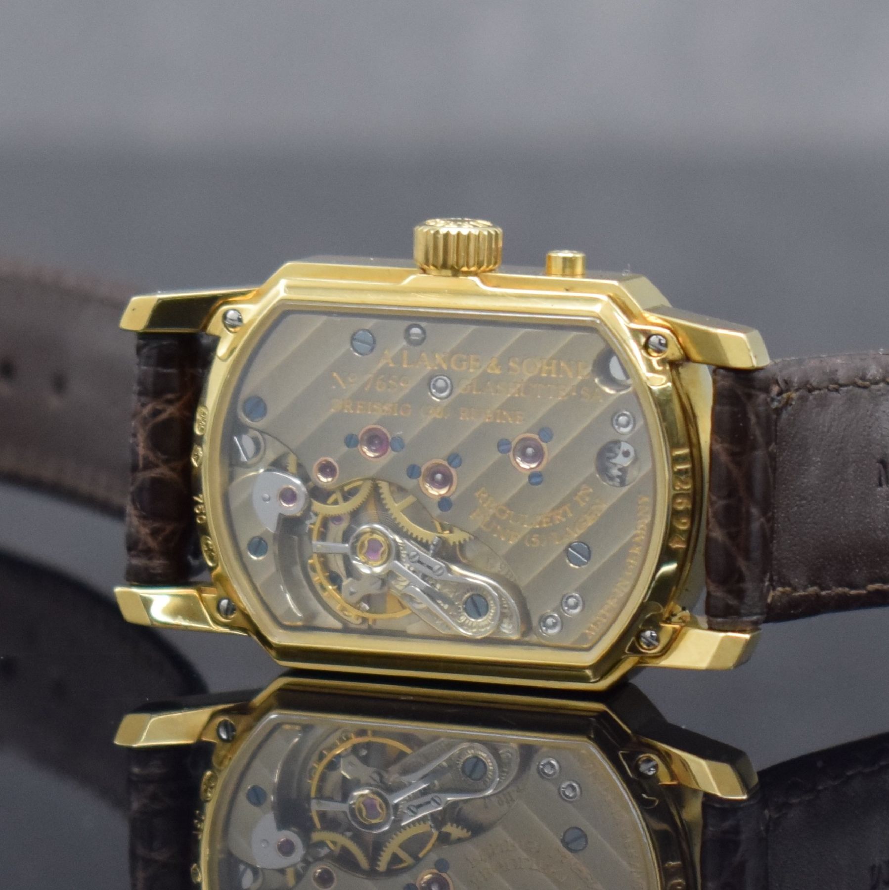 Detail f: A. LANGE & SÖHNE Arkade seltene Damenarmbanduhr in GG 750/000 Ref. 103.021, Deutschland um 2000, Handaufzug, beids. vergl. Geh., Boden 4-fach ...