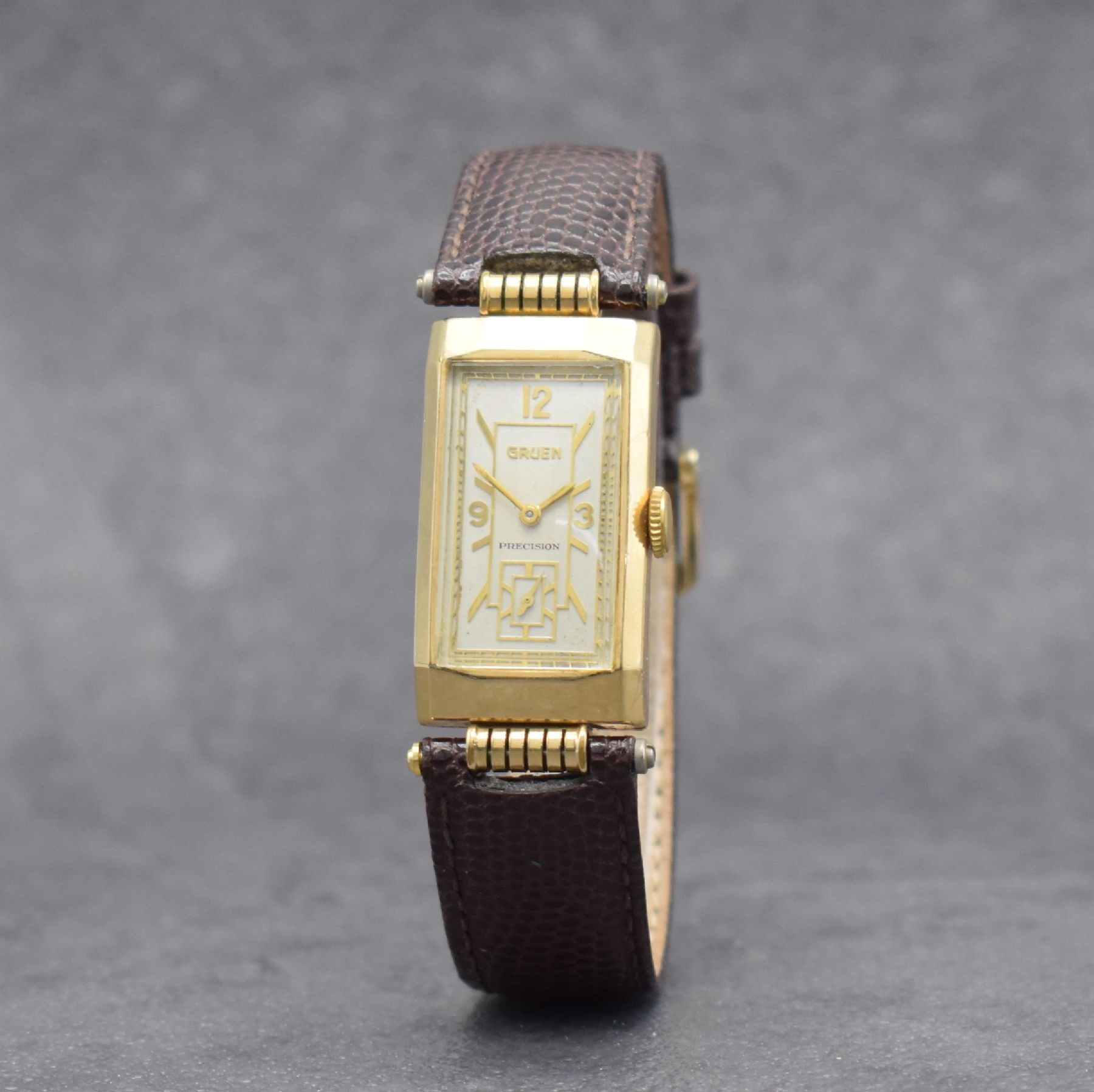 Detail b: Konvolut: 3 GRUEN Armbanduhren, alle Handaufzug, Ende 1940er Jahre, alle GG- Filled-Geh., 1 x Very Thin Precision Herrenarmbanduhr, Zifferbl. ...