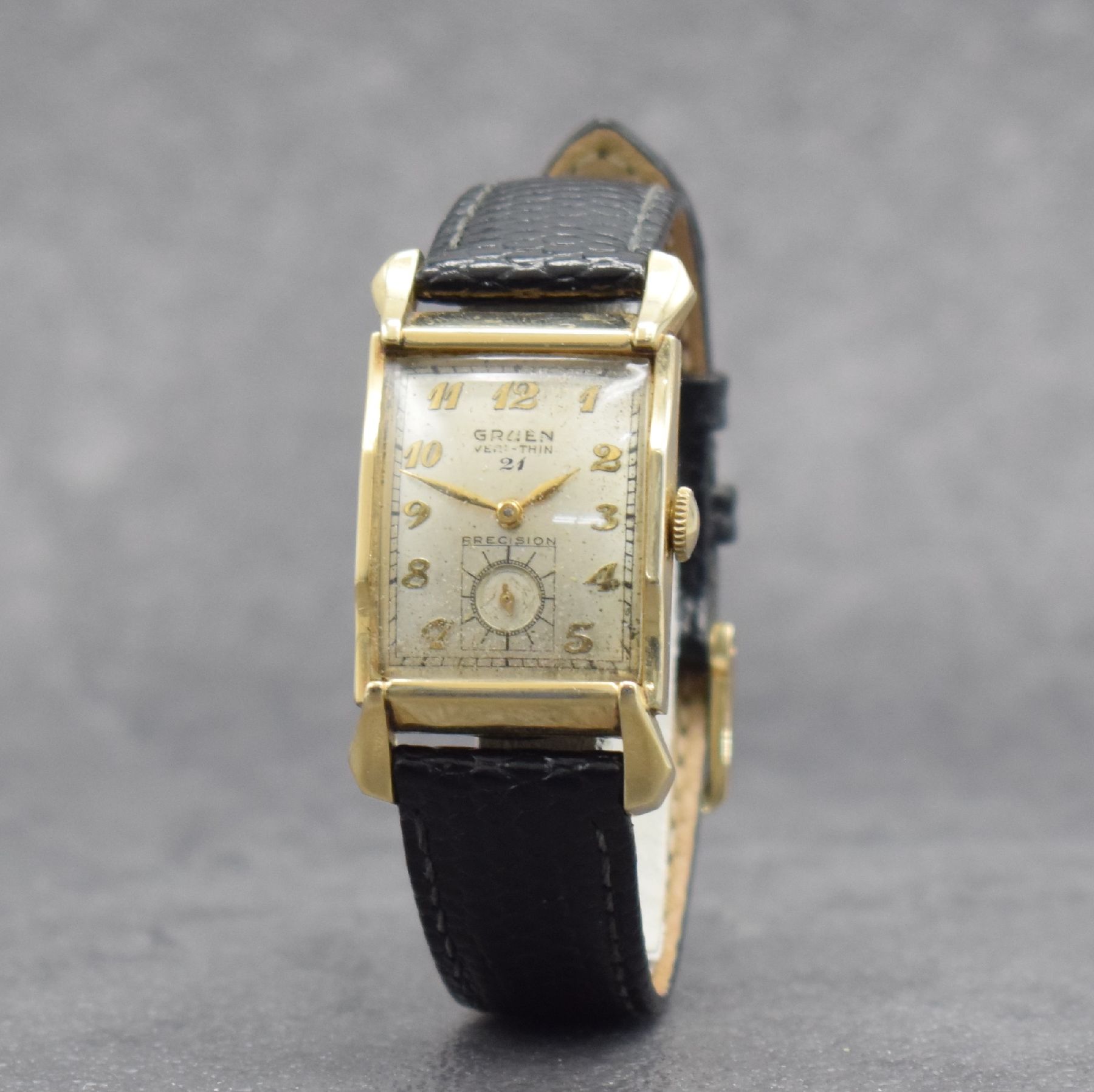 Detail l: Konvolut: 3 GRUEN Armbanduhren, alle Handaufzug, Ende 1940er Jahre, alle GG- Filled-Geh., 1 x Very Thin Precision Herrenarmbanduhr, Zifferbl. ...