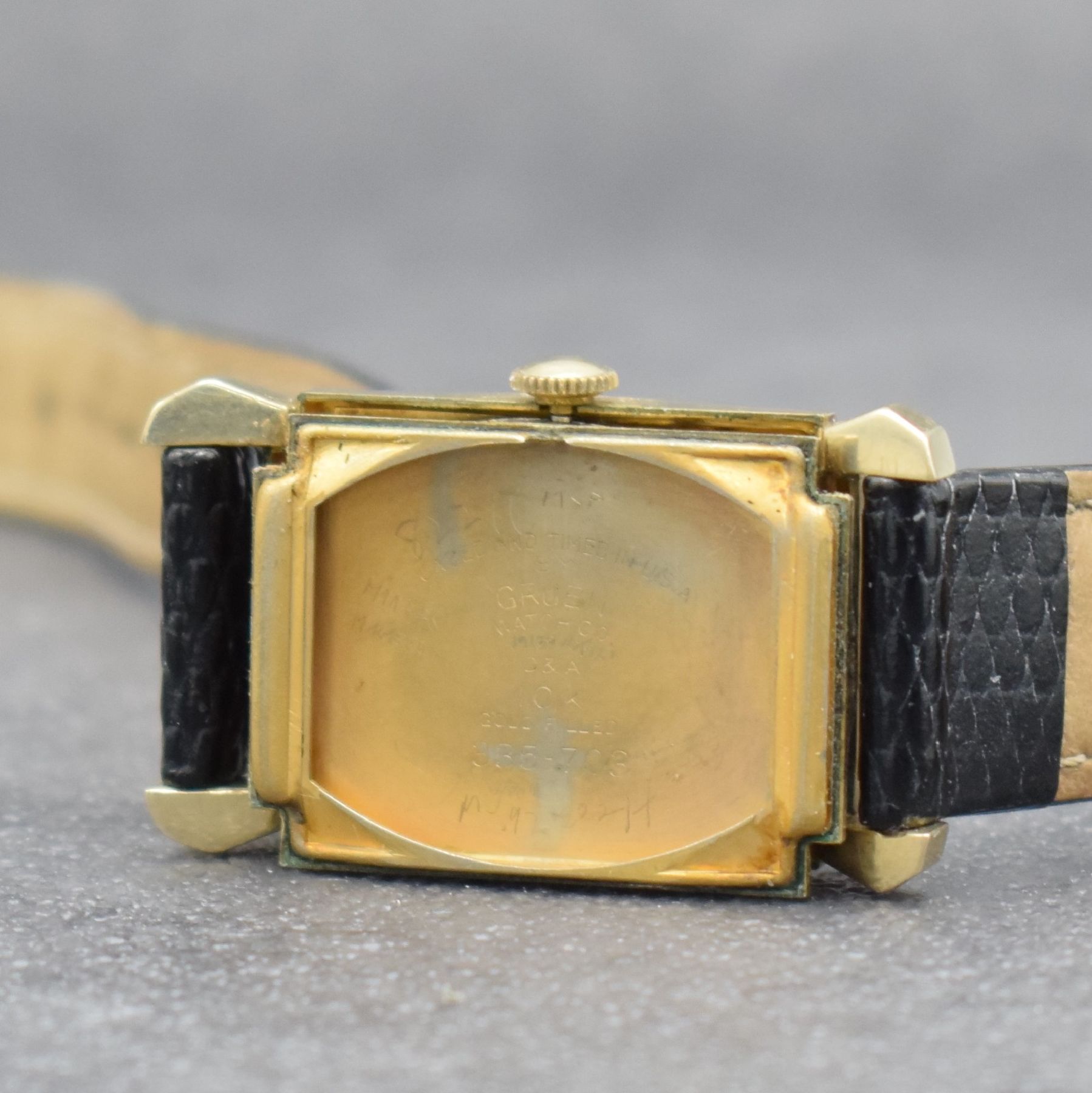 Detail o: Konvolut: 3 GRUEN Armbanduhren, alle Handaufzug, Ende 1940er Jahre, alle GG- Filled-Geh., 1 x Very Thin Precision Herrenarmbanduhr, Zifferbl. ...
