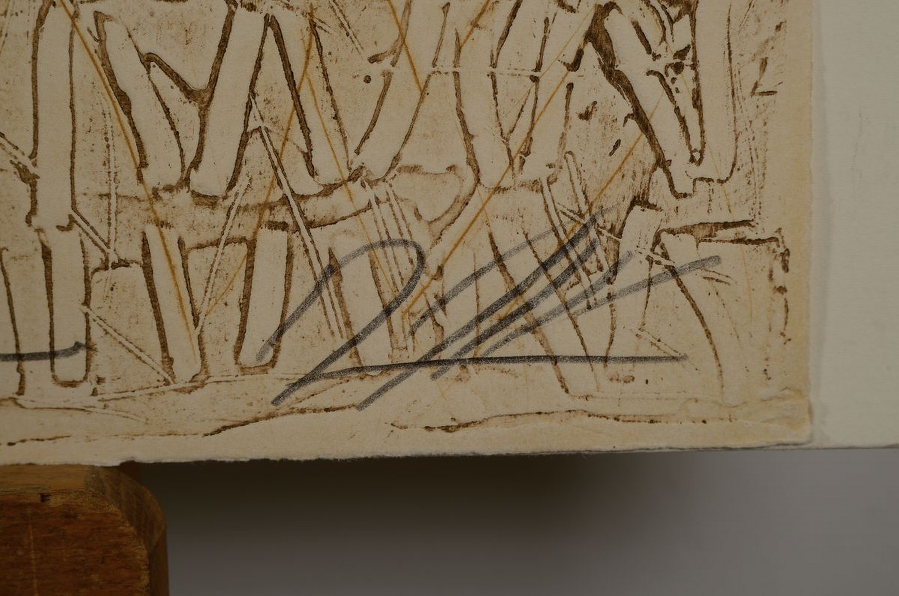 Detail c: Georges Dussau, geb. 1947, "Memoire Sibylline", Farbradierung,sign., num. 79/99, ca. 57x75 cm