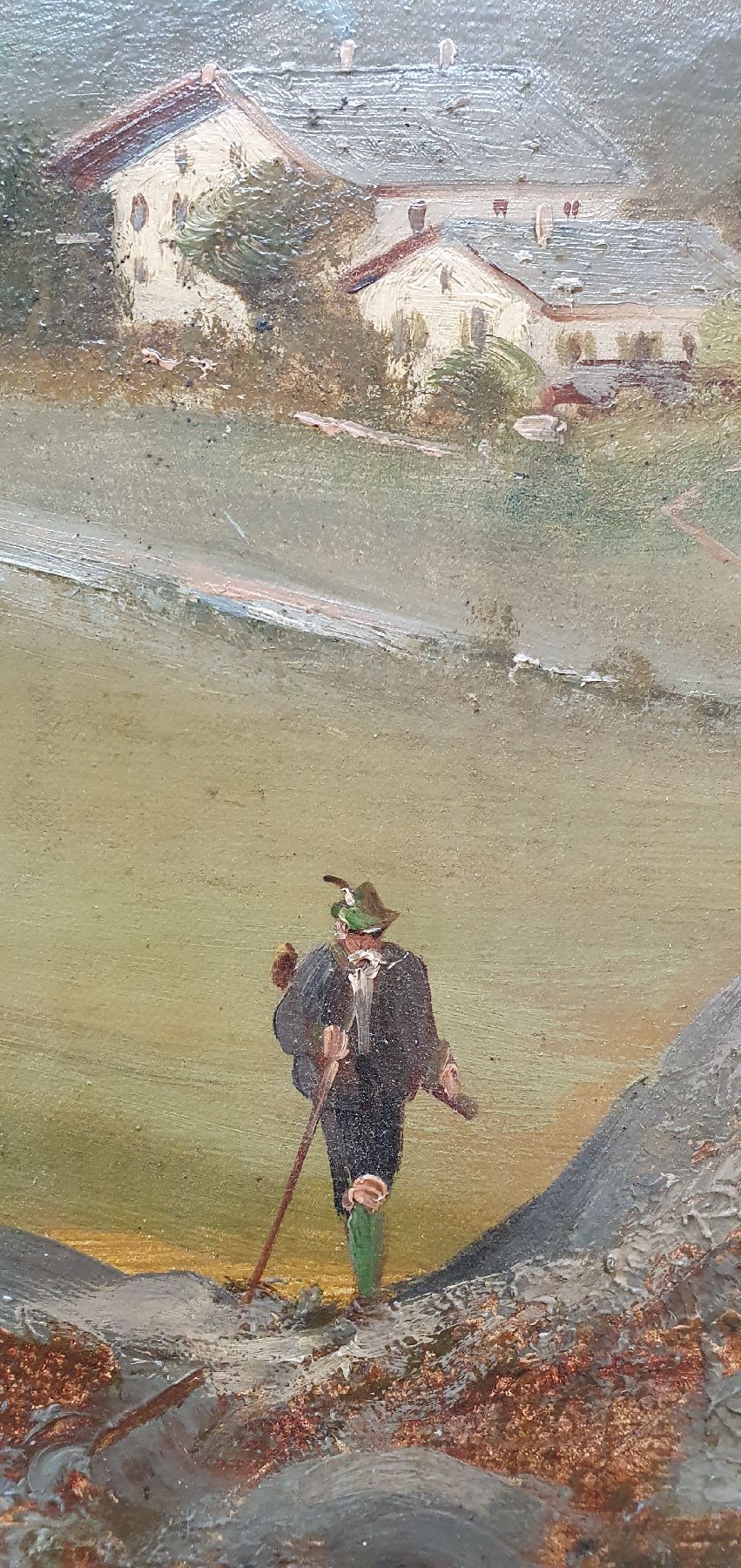 Friedrich Zahn, 1826 Frauenchiemsee-1899 München, Berglandschaft mit Kapelle, Häusern und Wanderer, Öl/Lwd, links unten signiert und dat. 94, ca. ...