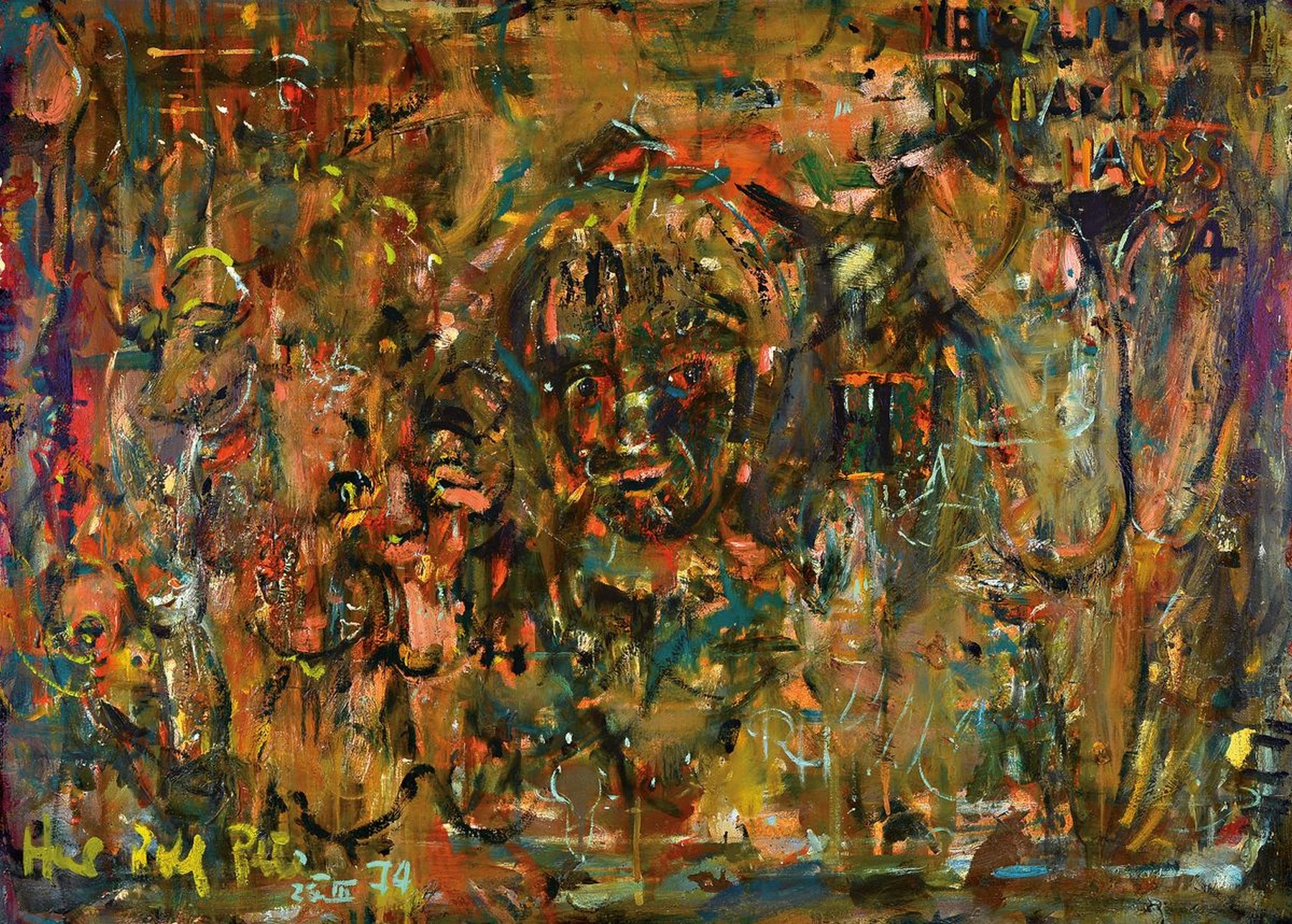 Hans Rolf Peter, 1926-2020 Neustadt/Wstr., Für Richard Hauss, Öl/Platte, signiert und dat. 74, ca. 80x109cm