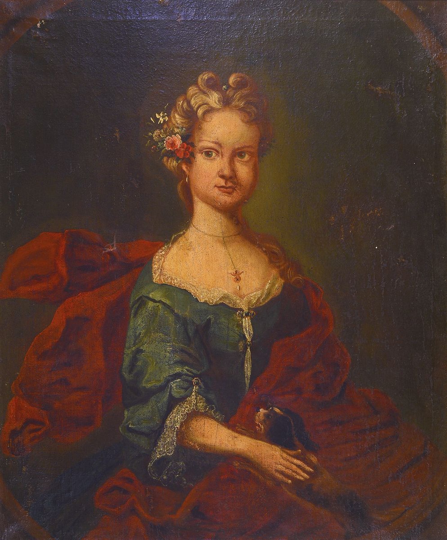 Detail b: Unbekannter Künstler des 18. Jh., 4 Porträts aus der Familie Bingelius, Öl/Lwd, 1) J. Christophorus 1705-1740, gemalt 1737, ca. 72x58cm; 2) Anna ...