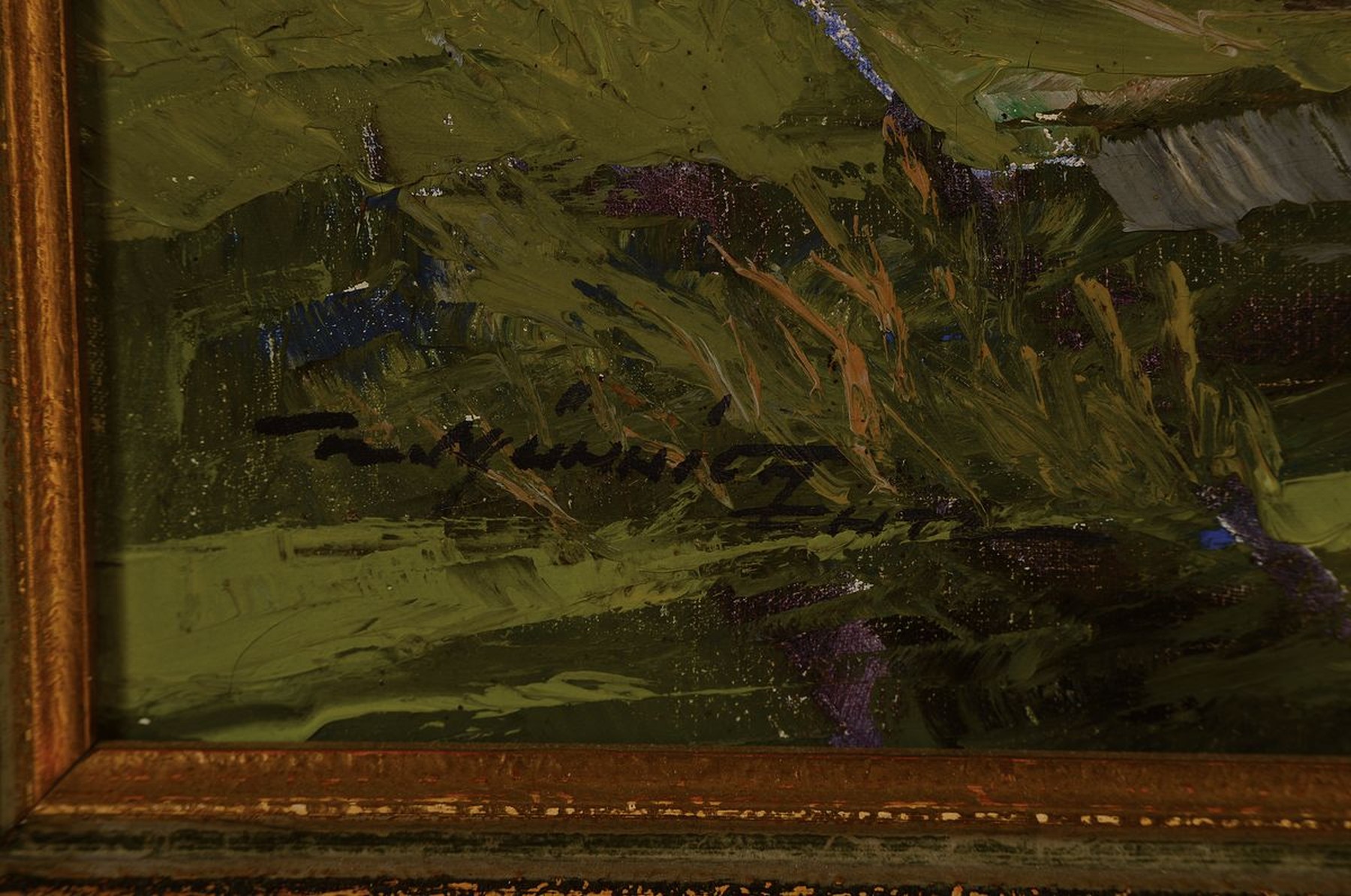 Detail a: Hans Münnich, 1892-1970 Chemnitz, Blick auf das Dachsteingebirge und den Gosau- See, Öl/Lwd, links unten signiert und bez. Chtz, ca. 75x100cm, R. ...