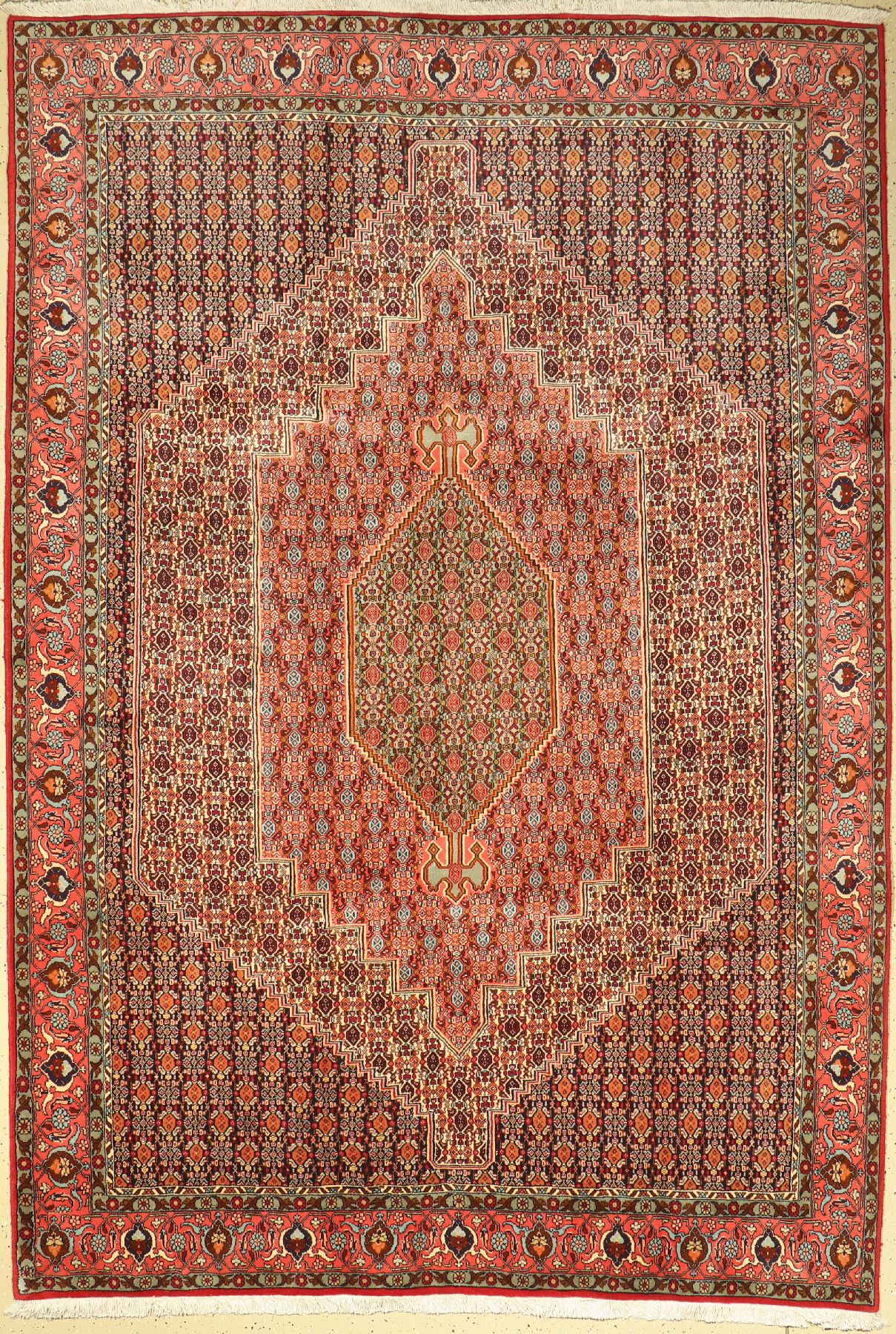 Senneh Kork fein, Persien, ca. 30 Jahre, Korkwolle, ca. 305 x 208 cm, guter Zustand