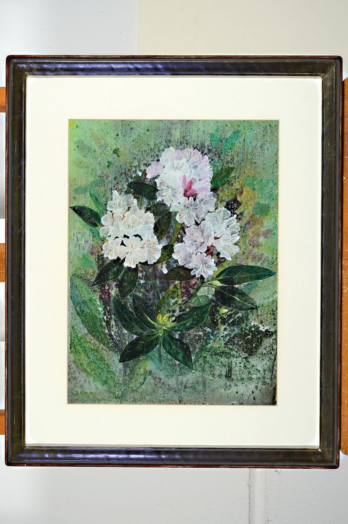 Detail m: Doris Kunst, zwei Gouachen, Künstlerin aus dem Kölner Raum, geb. 1935 - in Leichlingen verstorben, hier zwei Blumenstillleben, Gouache/Papier, , ...