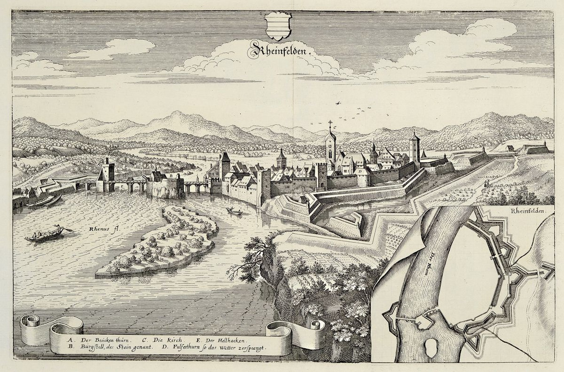 Detail b: Ca. 35 Kupferstiche, Matthäus Merian, 1593- 1650, unterschiedliche Städteansichten, u.a. Mannheim, Breisach, Heidelberg, Lauffenburg, Frankenthal, ...