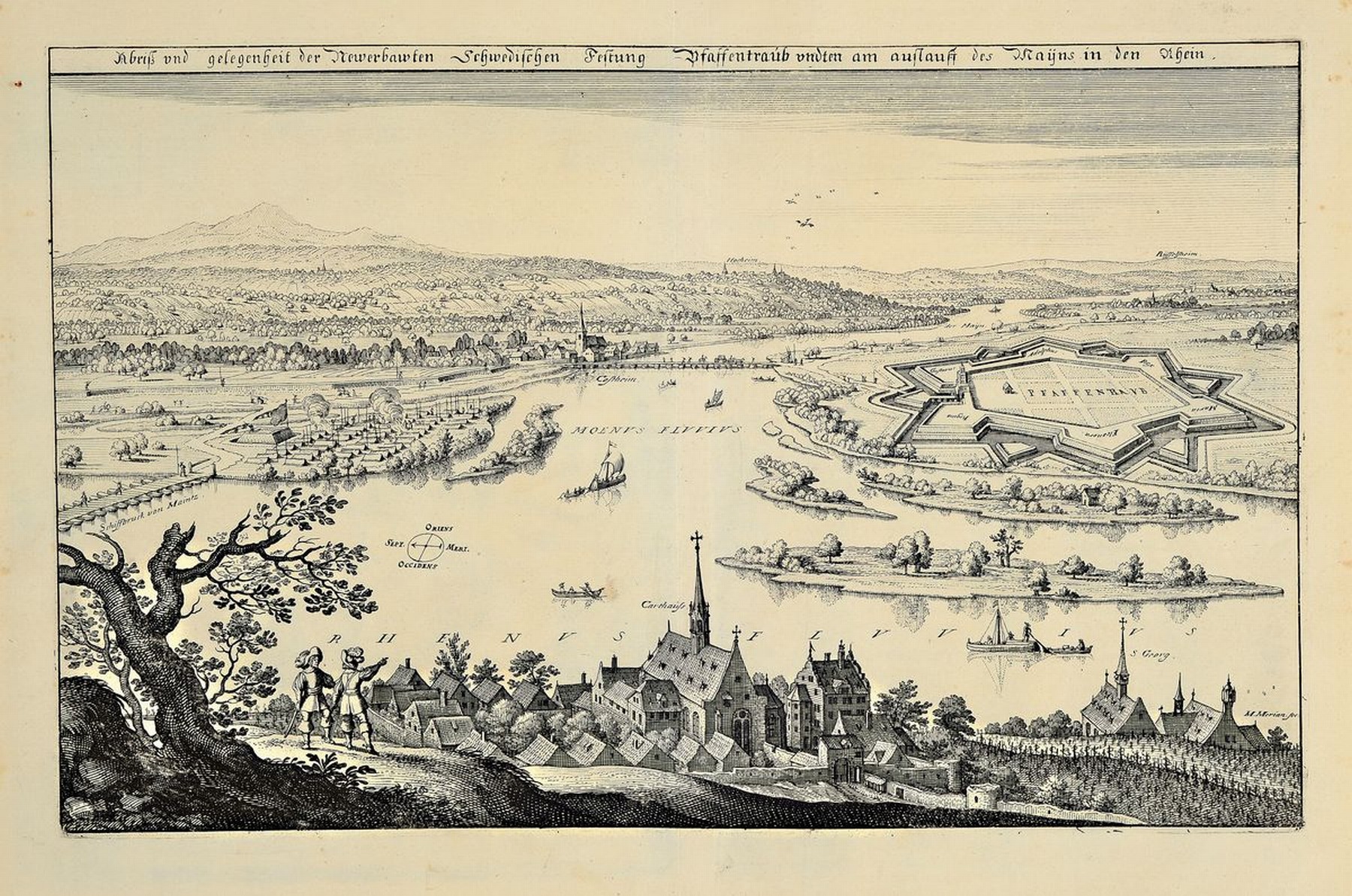 Detail l: Ca. 35 Kupferstiche, Matthäus Merian, 1593- 1650, unterschiedliche Städteansichten, u.a. Mannheim, Breisach, Heidelberg, Lauffenburg, Frankenthal, ...