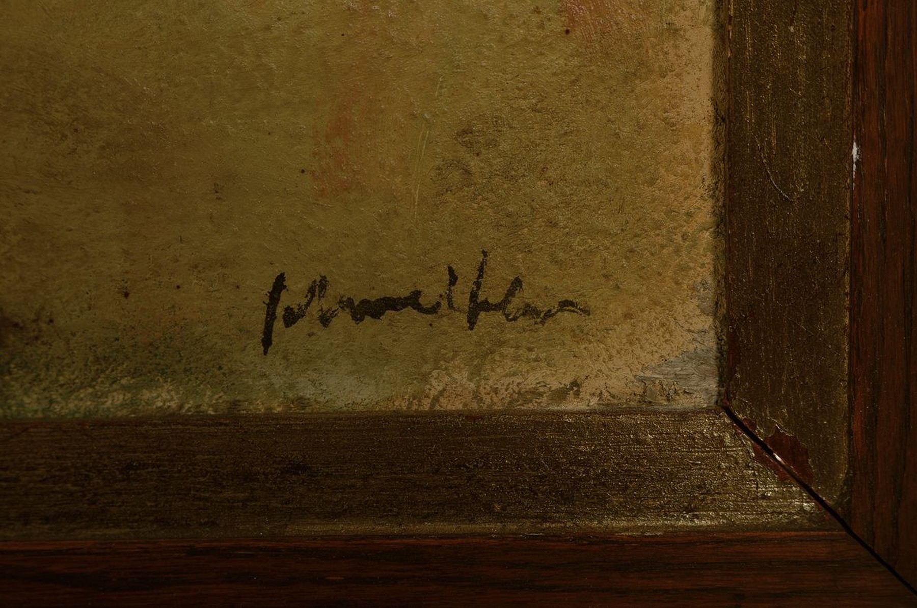 Detail a: Richard Schreiber, 1904 Hindenburg - 1963 Düsseldorf, Hafenansicht mit Schiffen, Öl/Lwd, signiert, Reinigung empfohlen, 74 90 cm, Rahmen
