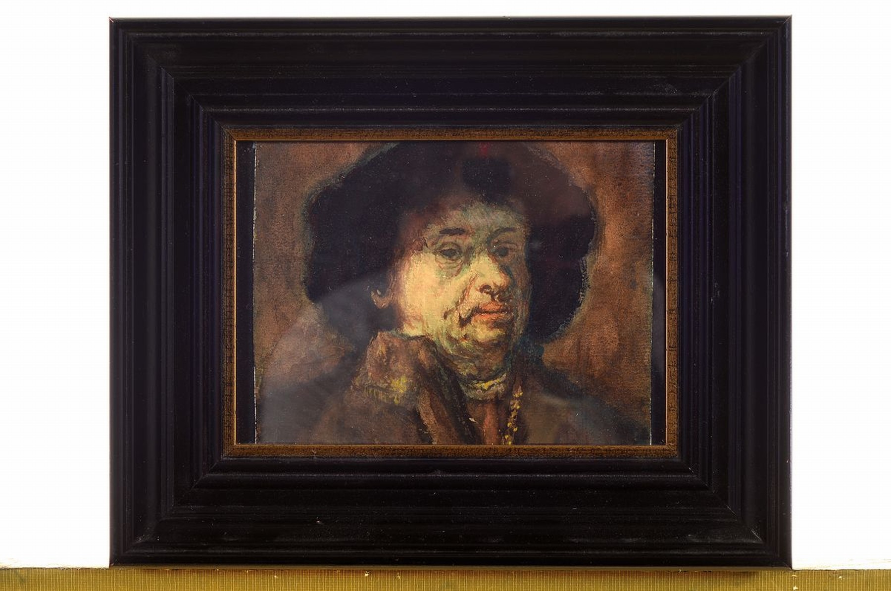 Detail k: Niederländischer Künstler, 20. Jh. Porträt "Rembrandt", Gouache/Papier /Karton, unsigniert, qualitätvolle Ausführung, gut ...