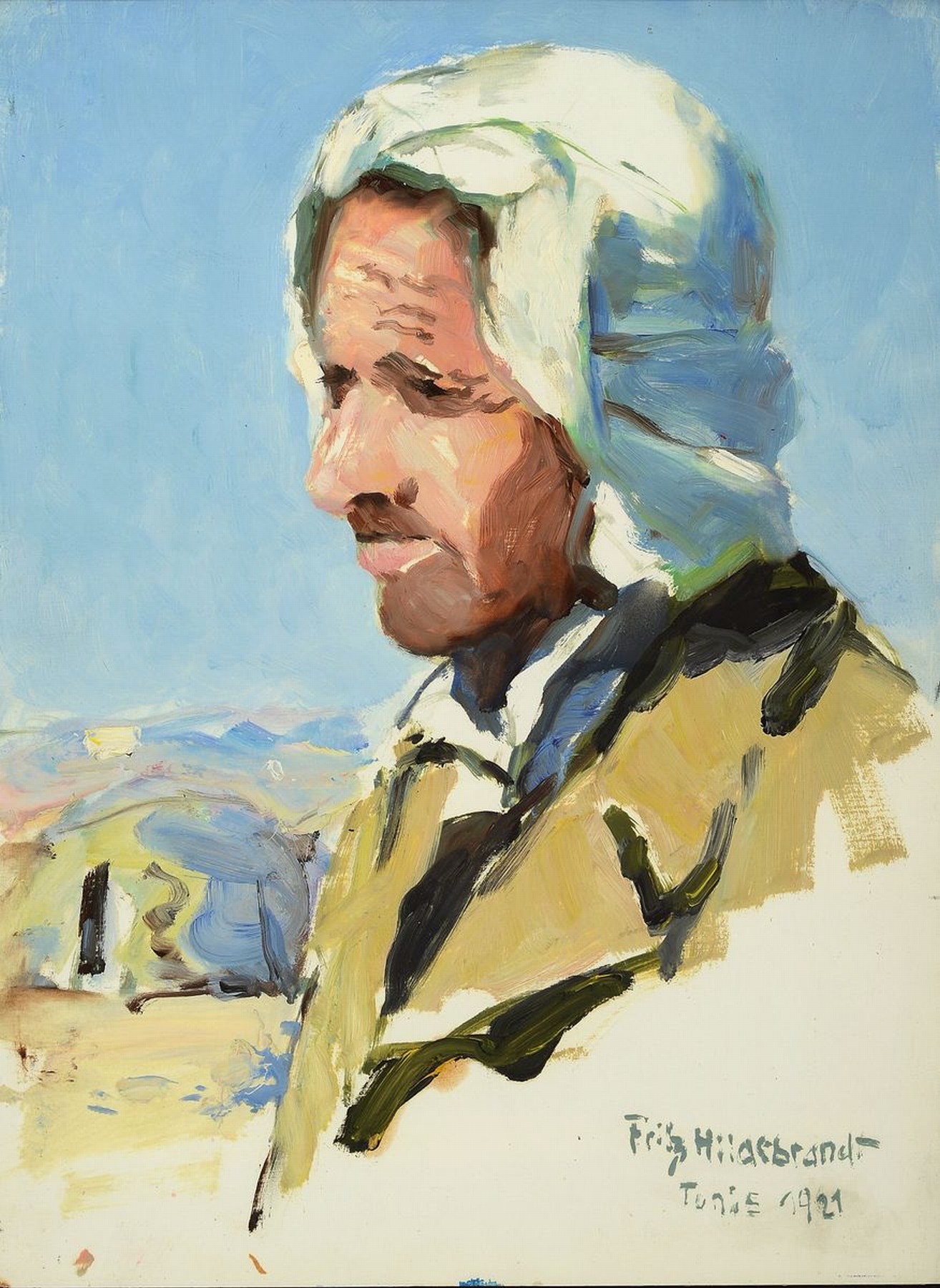 Fritz Hildebrand, 1878 Quedlinburg - 1970, Studium an der Akademie Berlin, Schüler von Müller Schönefeld, hier: Berberhirte aus den Bergen, ...