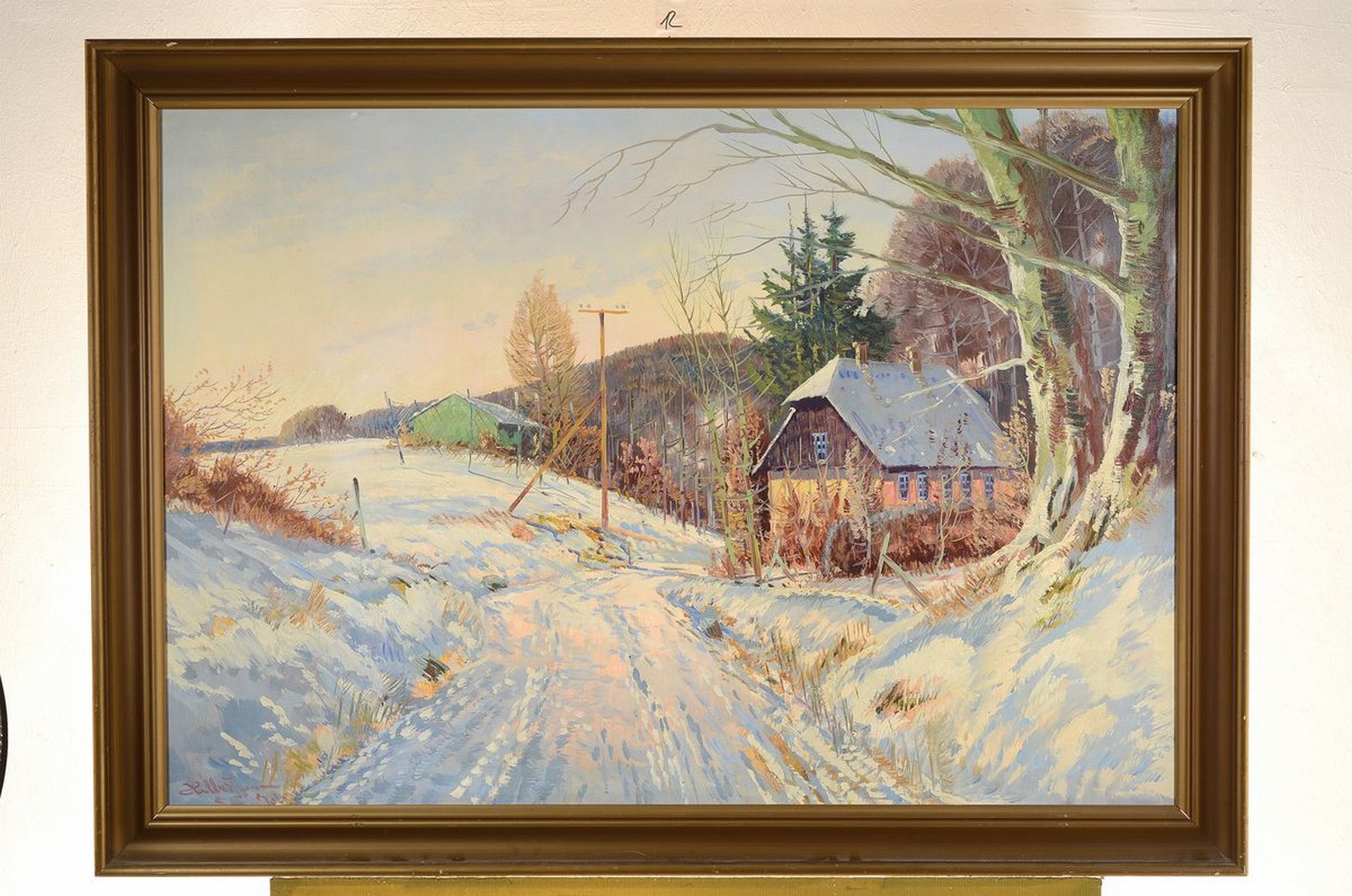 Detail k: Hilbert Jensen, dänischer Landschaftsmaler, geb. 1911, Winterlandschaft, Öl/Lwd, lebendige Darstellung des Schnees, li. u. signiert und dat. 1969, ...