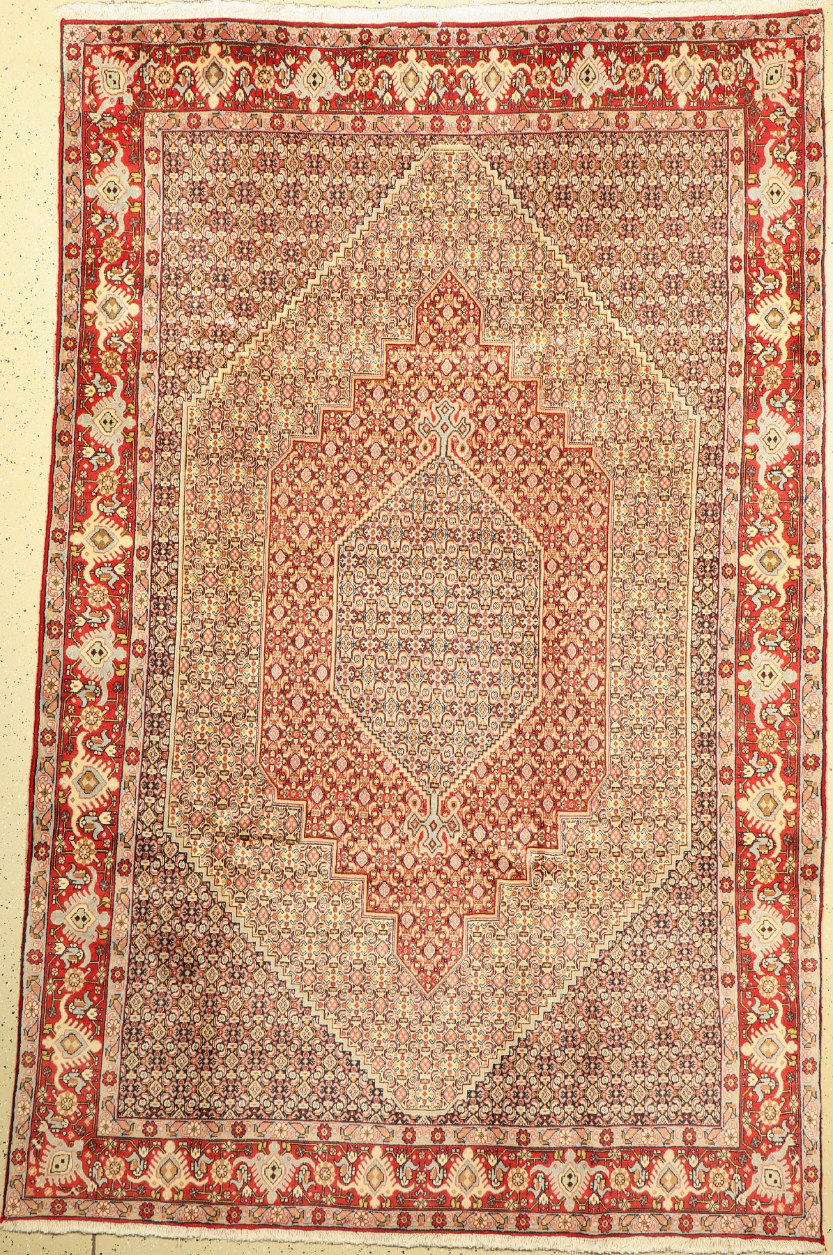Senneh fein, Persien, ca. 40 Jahre, Korkwolle, ca. 297 x 189 cm, guter Zustand leicht verzogen