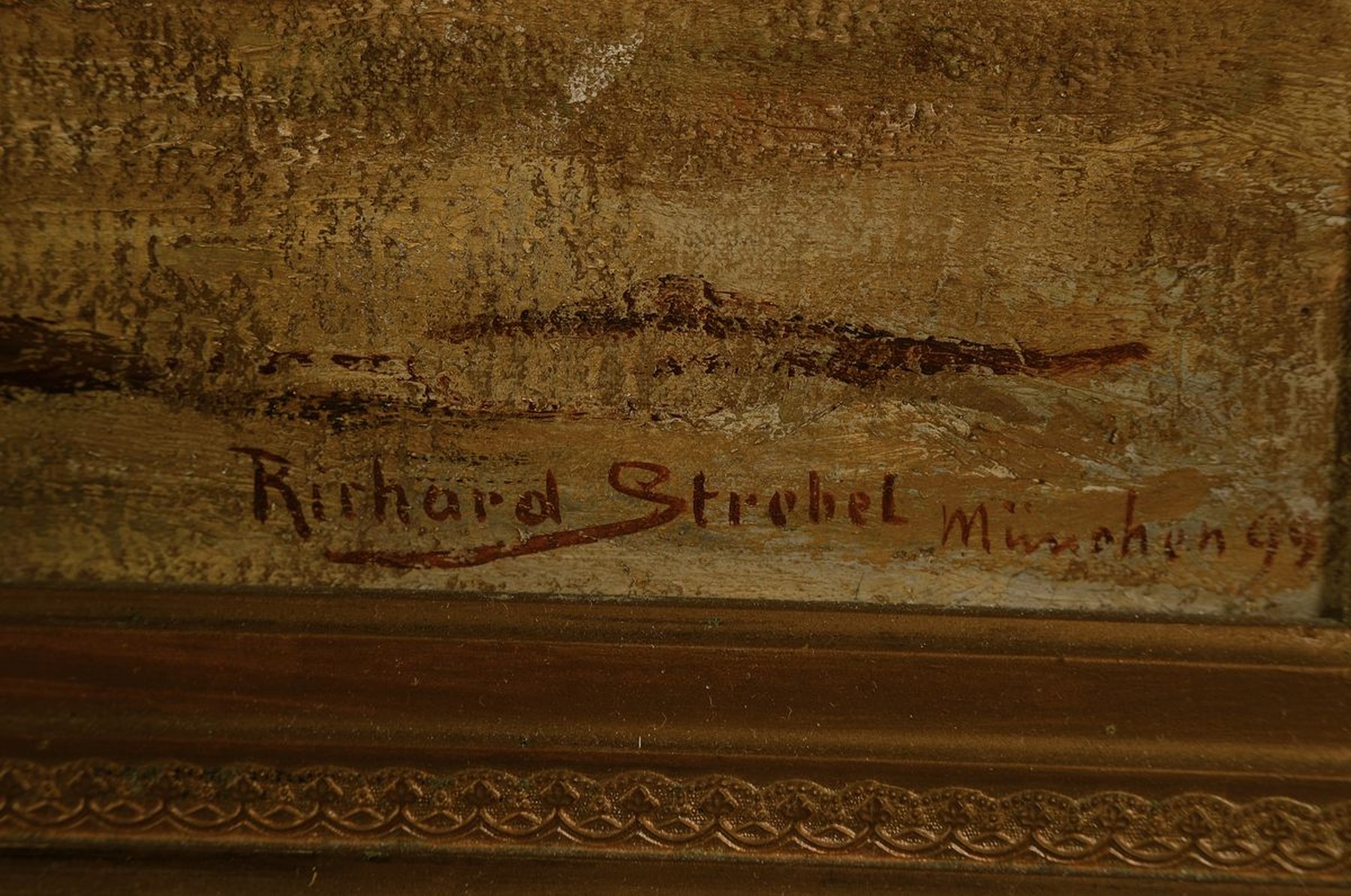 Detail a: Richard Strebel, 1861 Veracruz/Mexiko-1940 Burghausen, Studium an den Akademien Kassel und Karlsruhe, in München tätiger Tiermaler, hier: zwei ...