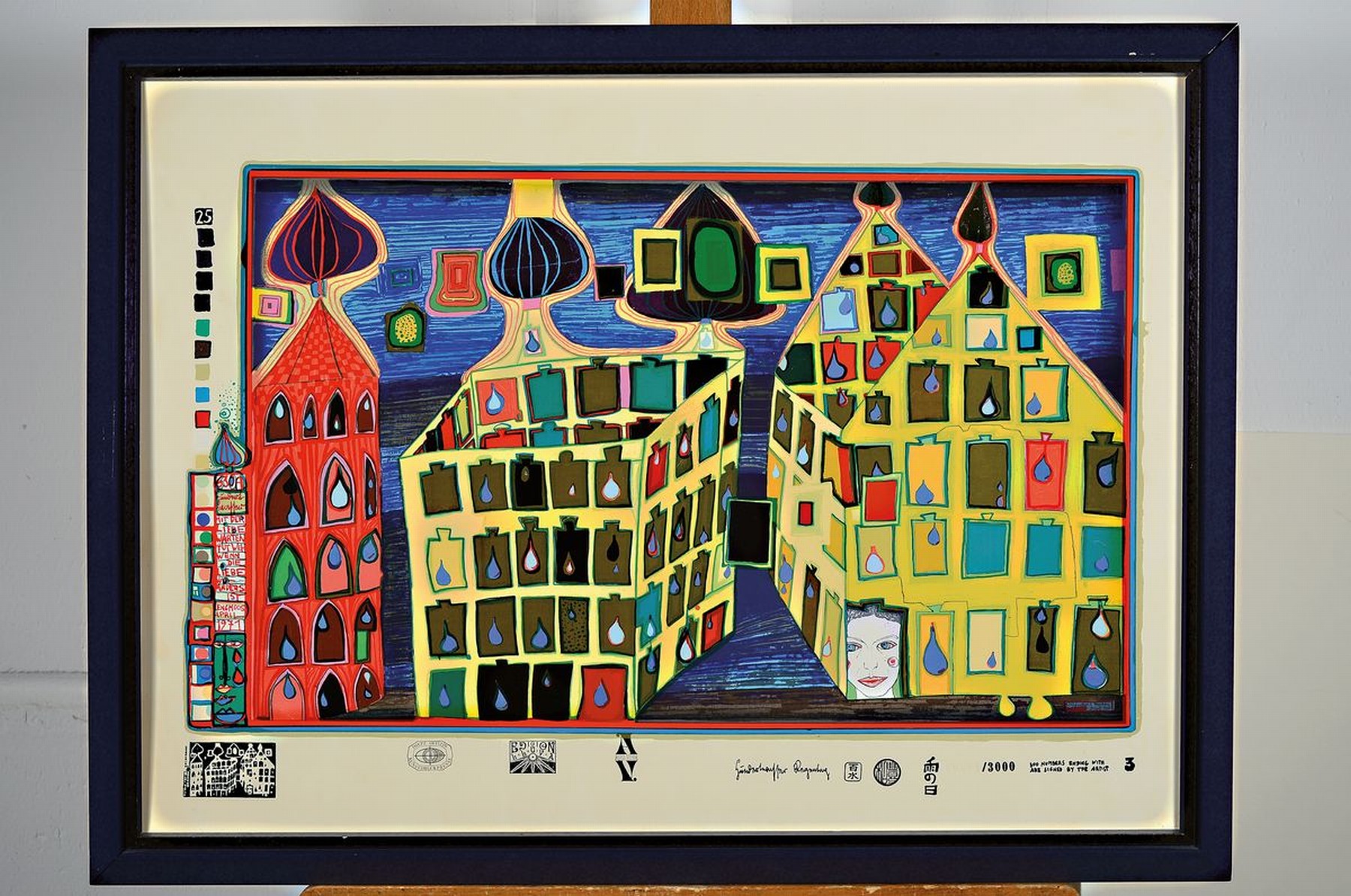 Detail k: Friedensreich Hundertwasser, 1928-2000, Mit der Liebe warten tut weh, wenn die Liebe woanders ist, Farbserigraphie mit Metallfolienprägung aus der ...