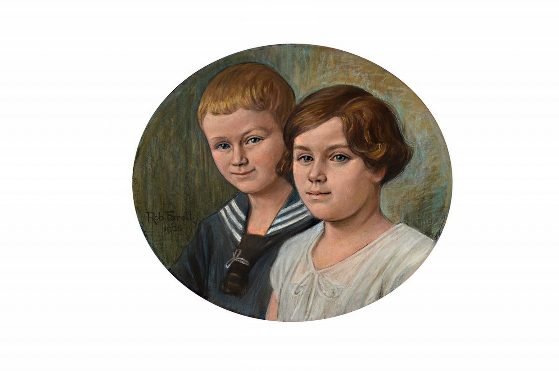 Robert Forell, 1858-1927 Frankfurt am Main, Doppelporträt eines Geschwisterpaares, Pastellauf Papier, seitlich links signiert und dat. 1925, ovaler ...