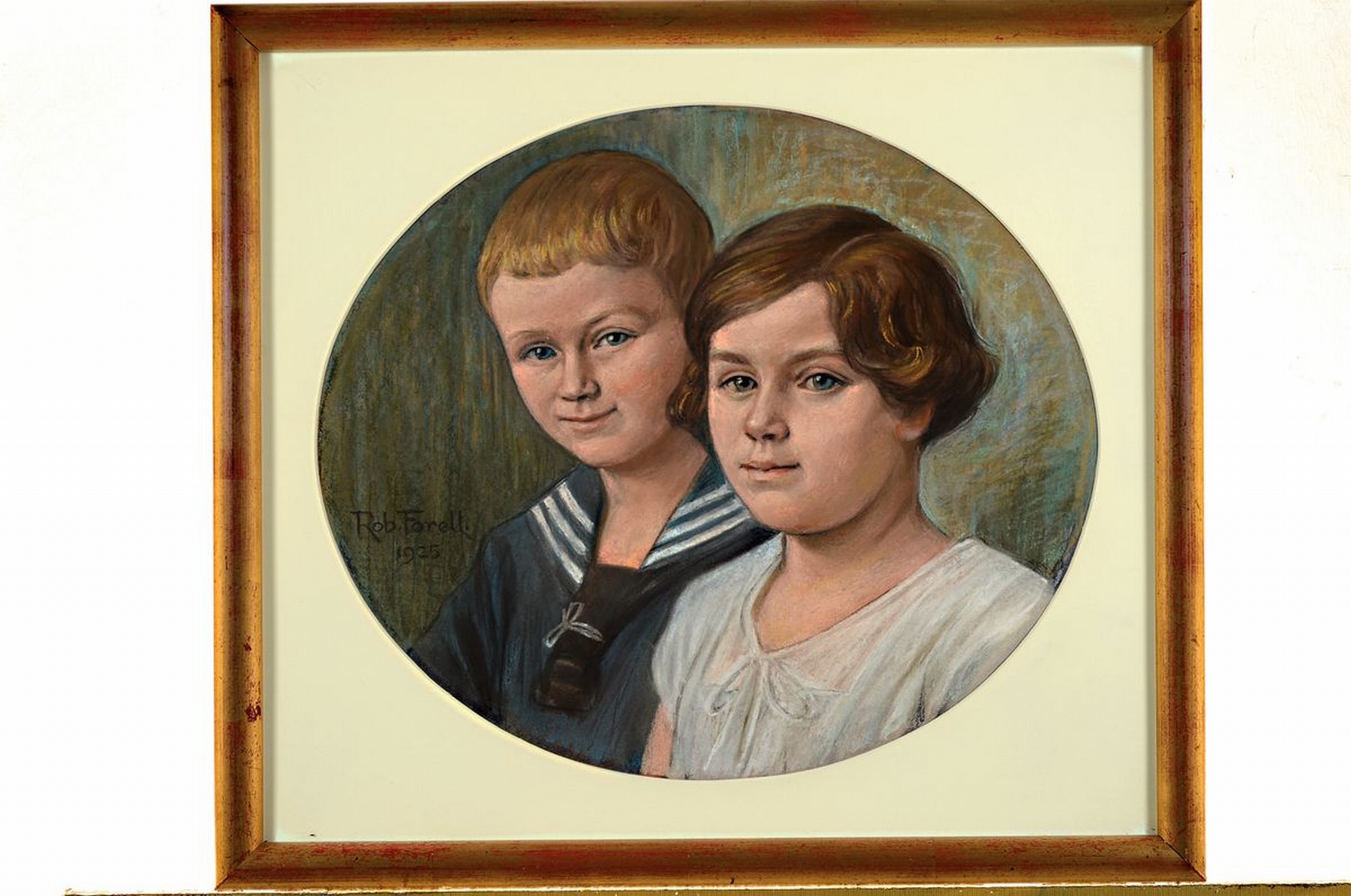 Detail k: Robert Forell, 1858-1927 Frankfurt am Main, Doppelporträt eines Geschwisterpaares, Pastellauf Papier, seitlich links signiert und dat. 1925, ovaler ...