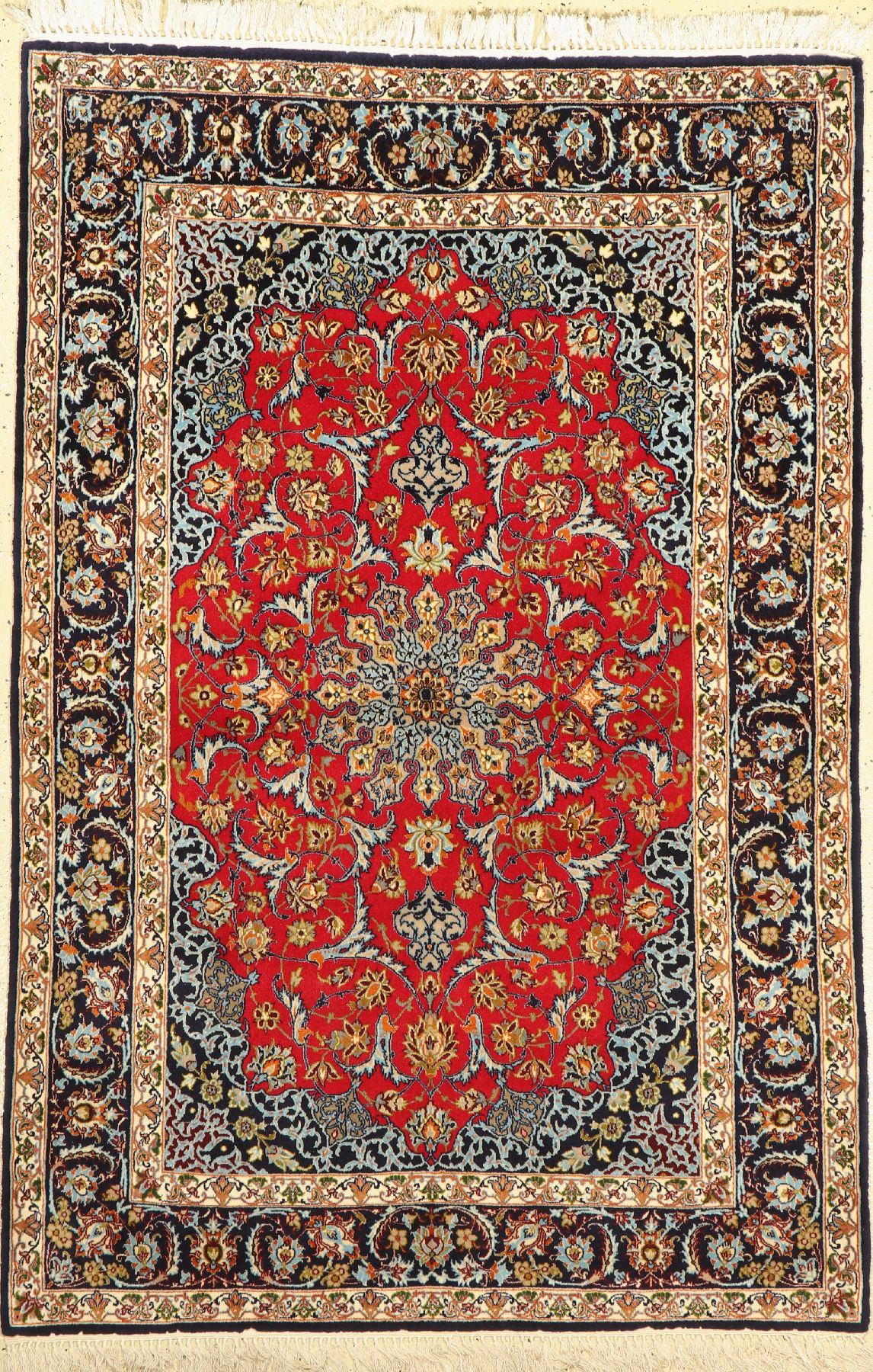 Esfahan fein, Persien, ca. 60 Jahre, Korkwolle auf Seide, ca. 163 x 109 cm, ca. 800.000 Kn/qm, guter Zustand