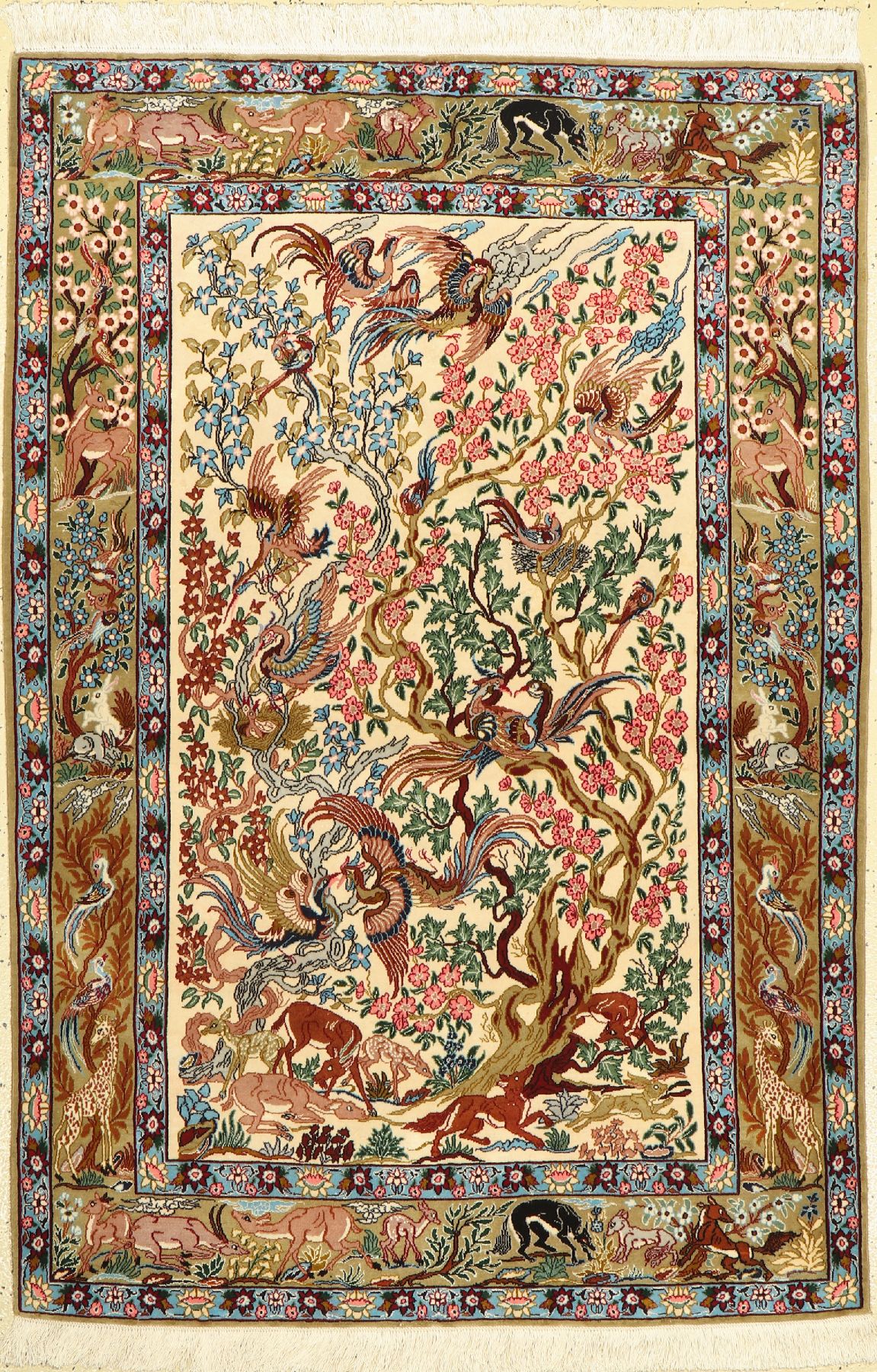 Esfahan fein, Persien, ca. 50 Jahre, Korkwolle mit und auf Seide, ca. 158 x 107 cm,ca. 1,0 Mio. Kn/qm, guter Zustand