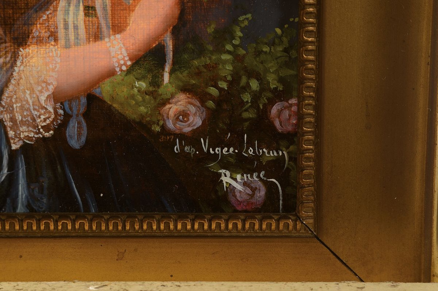Detail a: Unbekannter Künstler des 20. Jh., Kopie nach Elisabeth Vigée-Lebrun, Porträt einer Frau mit Rose, Öl/Lwd, rechts unten bezeichnet, ca. 19x14cmm, ...